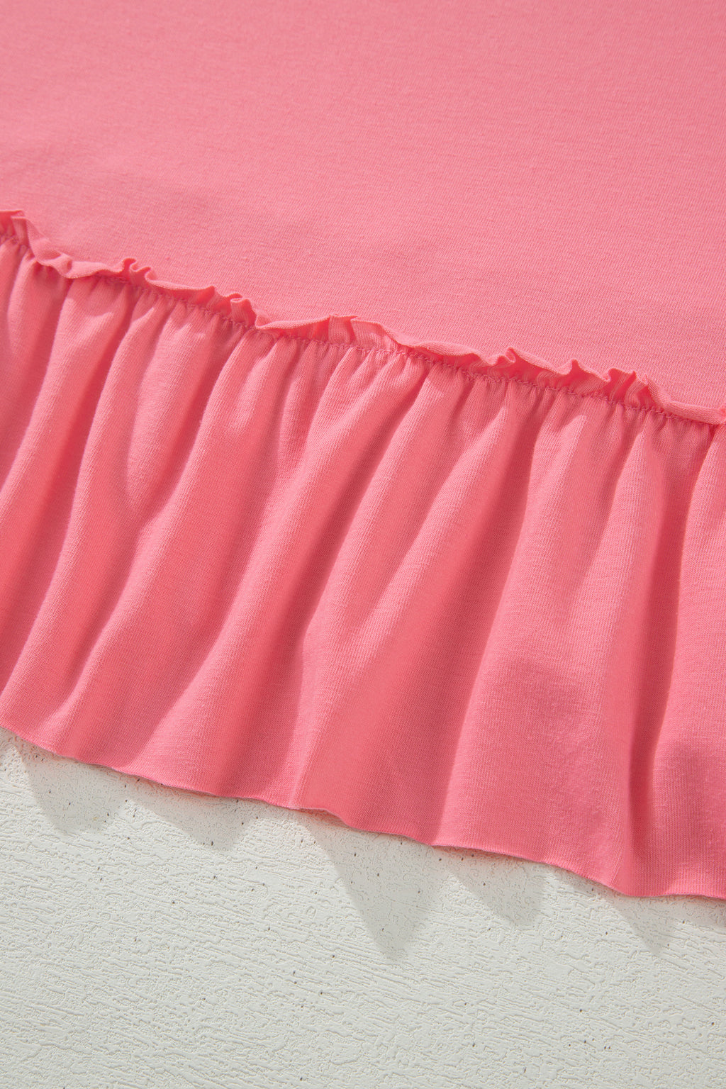 Plus Size Peach Blossom Tee With Raw Seam Detail & Ruffle Hem