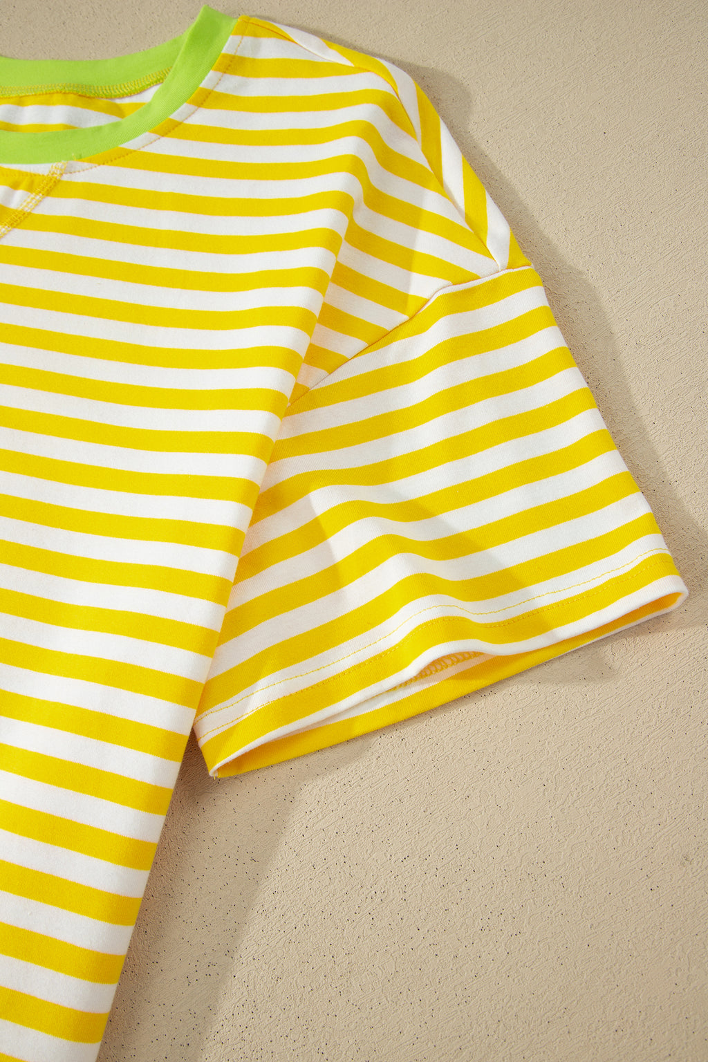 Yellow Stripe Loose Tee and Drawstring Shorts Set