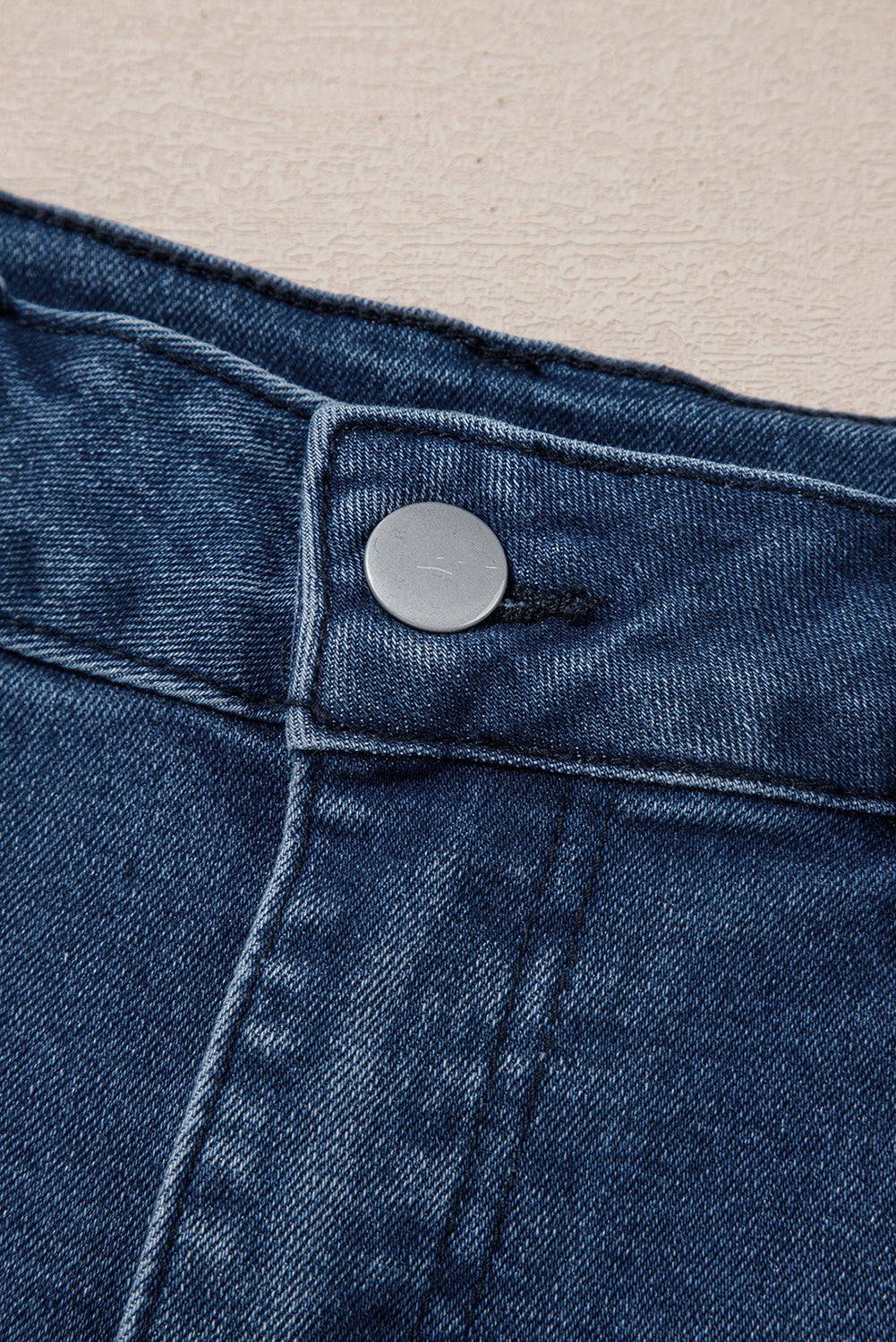 High Waste Sail Blue Acid Wash Denim Shorts With Scalloped Hemline