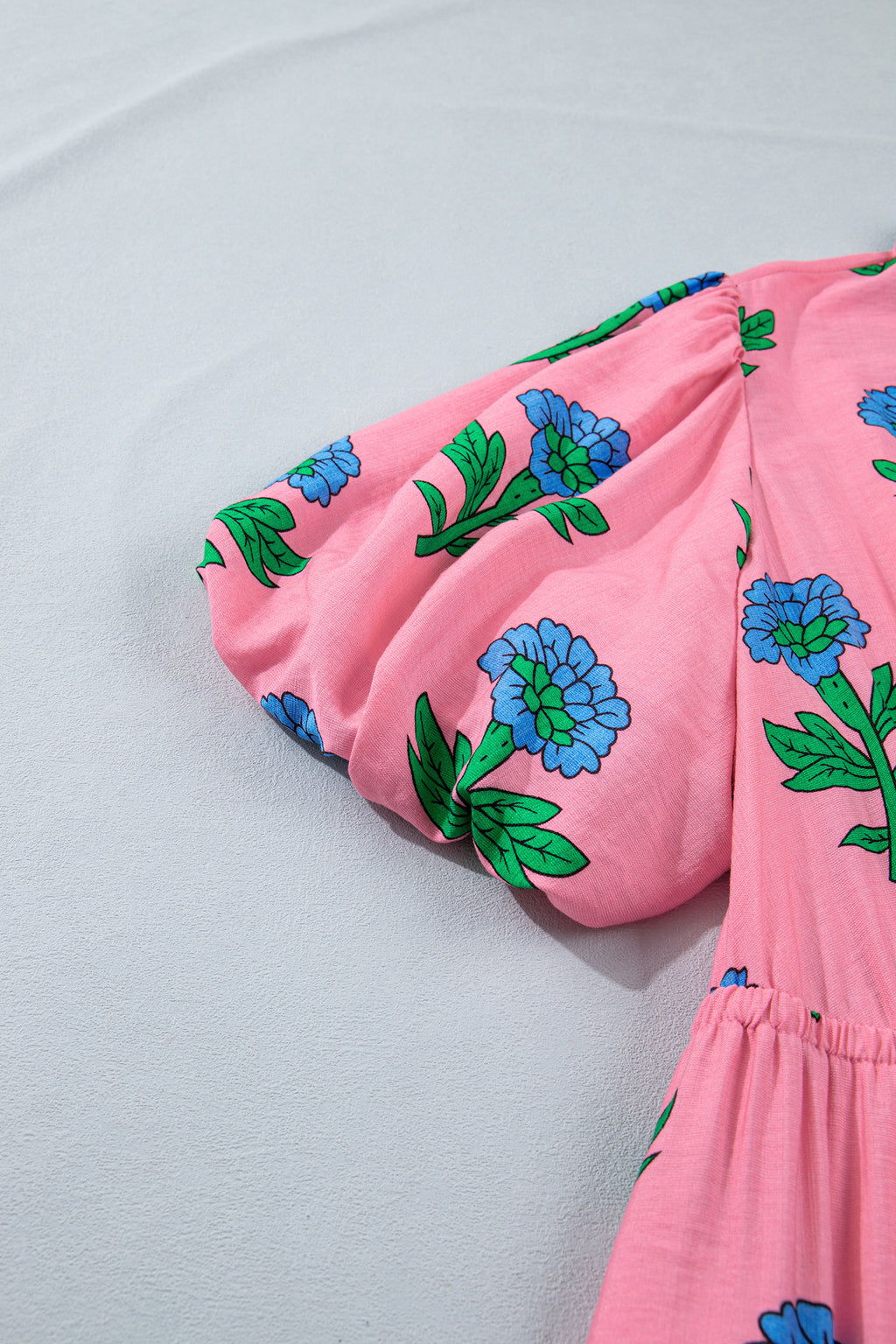 Plus Size Pink Floral V-Neck Ruffled Maxi Dress