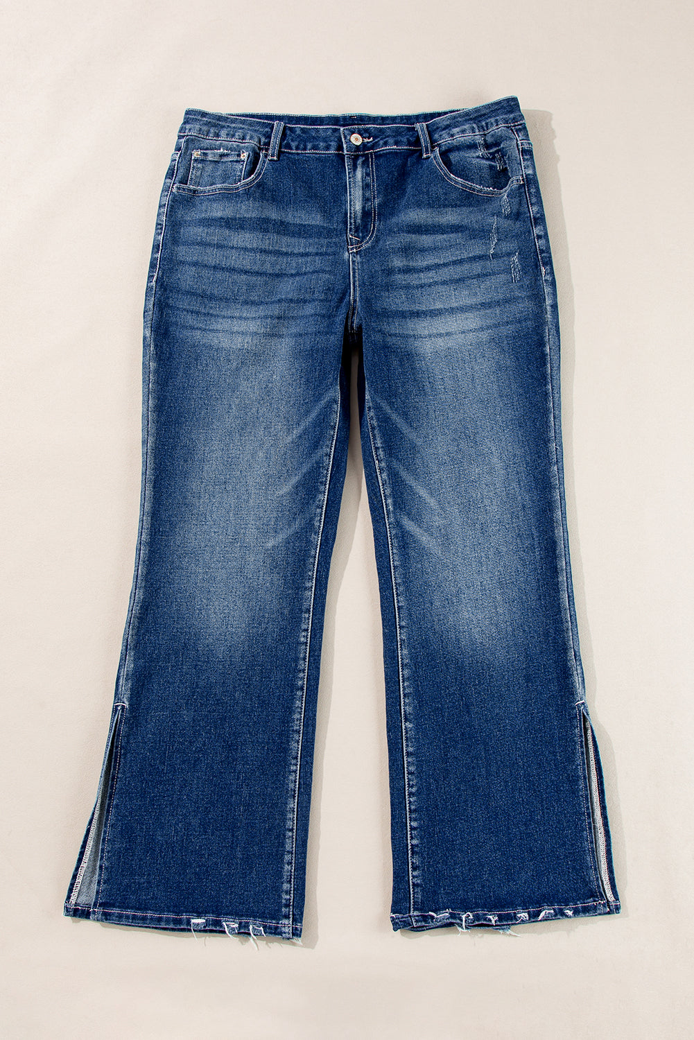 Plus Size High Waist Flare Jeans With Side Slits