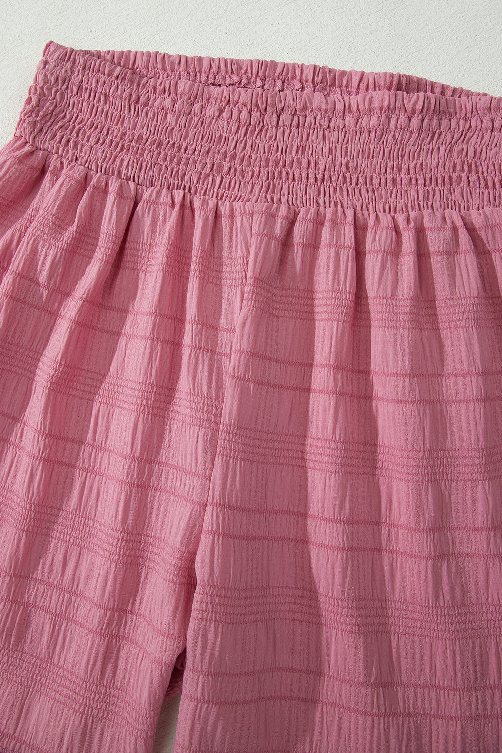 Peach Blossom Textured Square Neck Top & Shirred High Waist Shorts 2 pc Set