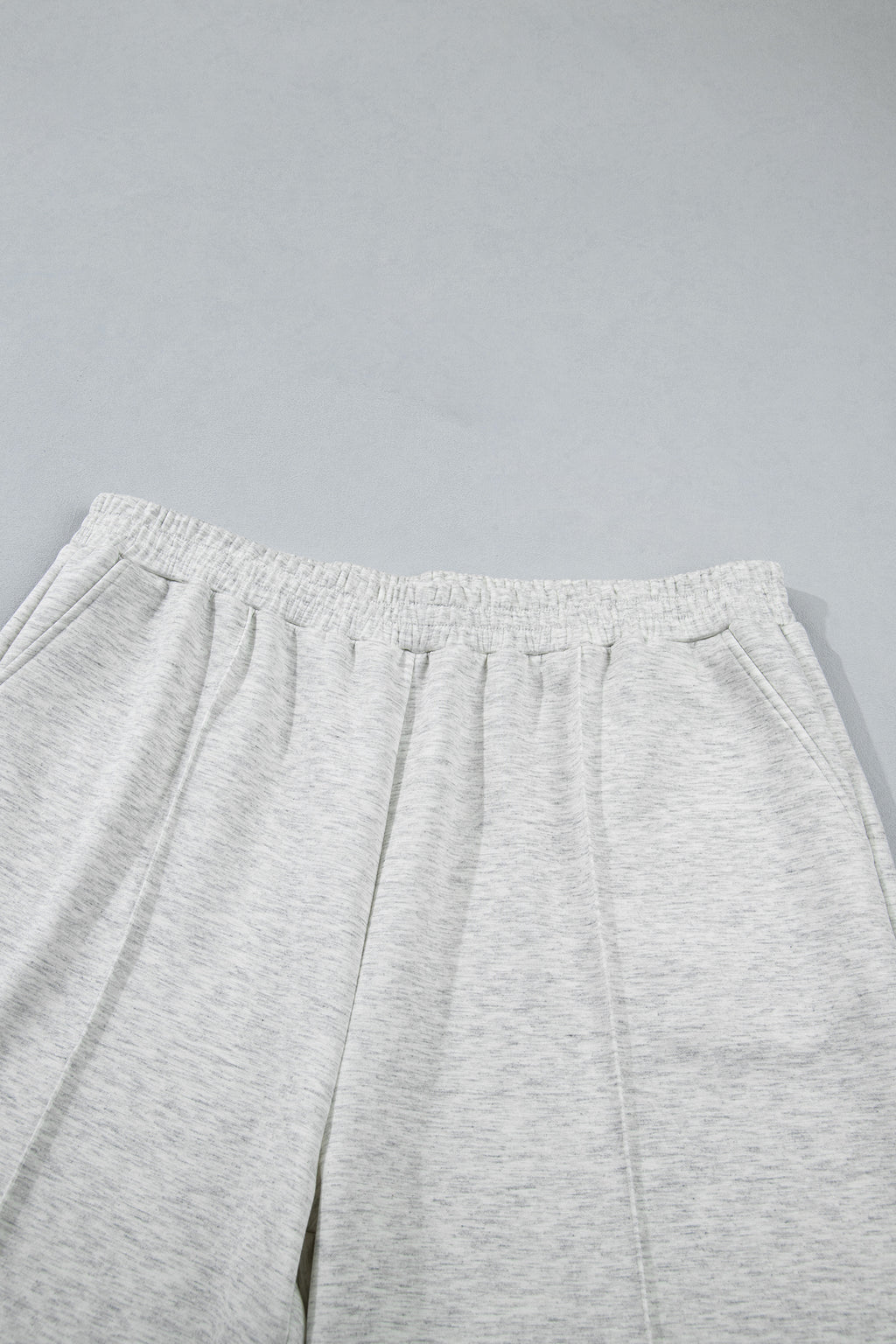 Plus Size Light Grey 2pc Outfit With Half Zip Polo Tee & Loose Pants