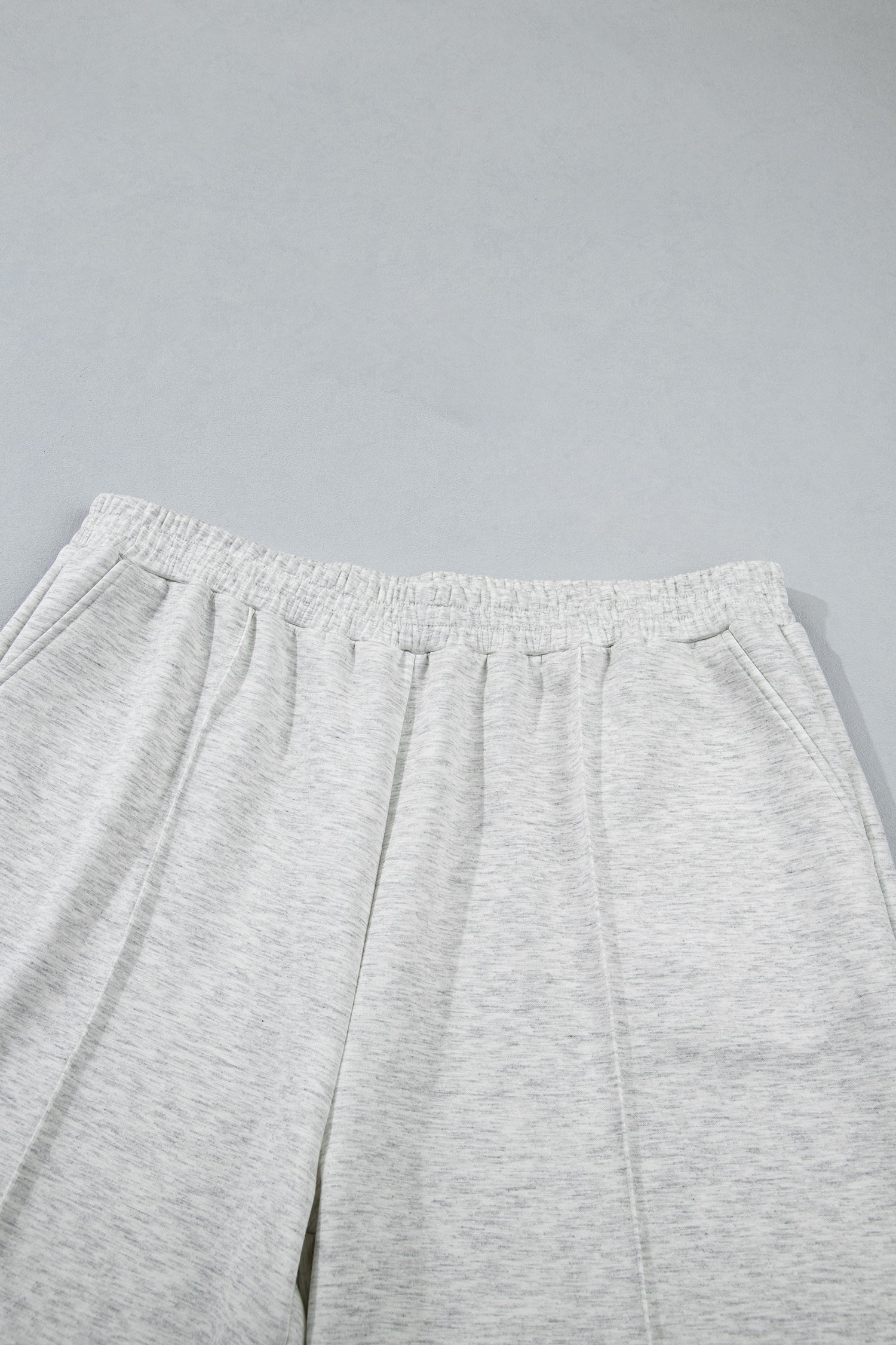 Plus Size Light Grey 2pc Outfit With Half Zip Polo Tee & Loose Pants