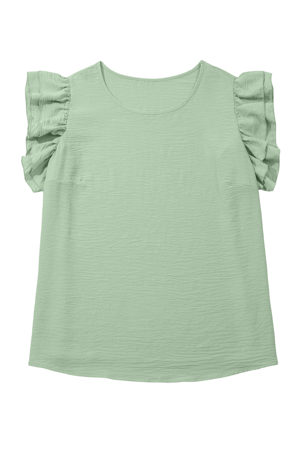Plus Size Clearly Aqua Crew Neck Ruffle Sleeve Top