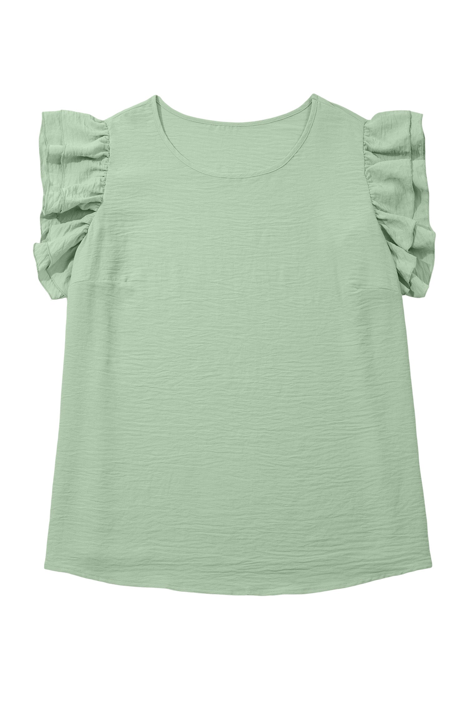 Plus Size Clearly Aqua Crew Neck Ruffle Sleeve Top