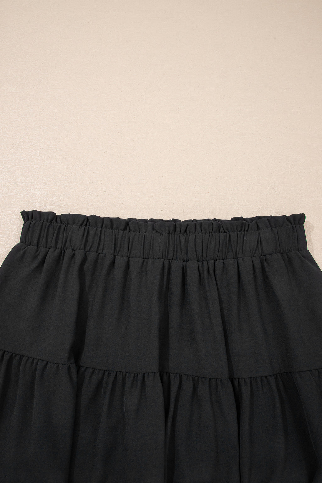 Plus Size Black Frilled Elastic Waist Lace Trim Ruffled Shorts