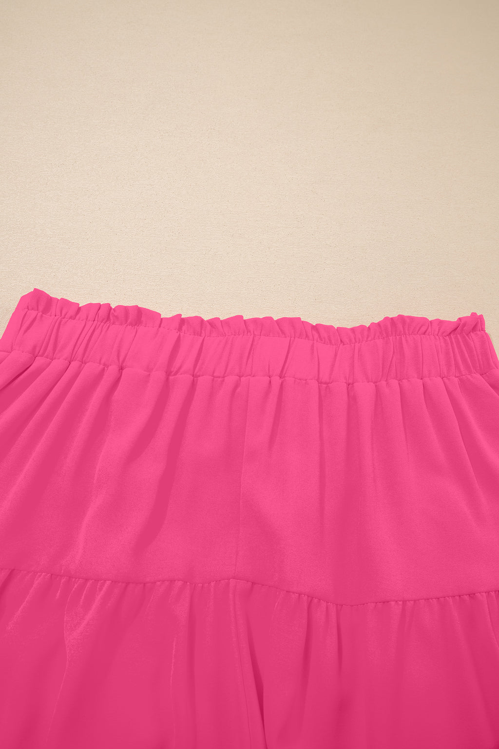 Plus Size Rose Red Frilled With Lace Trim Elastic Waist Ruffled Shorts
