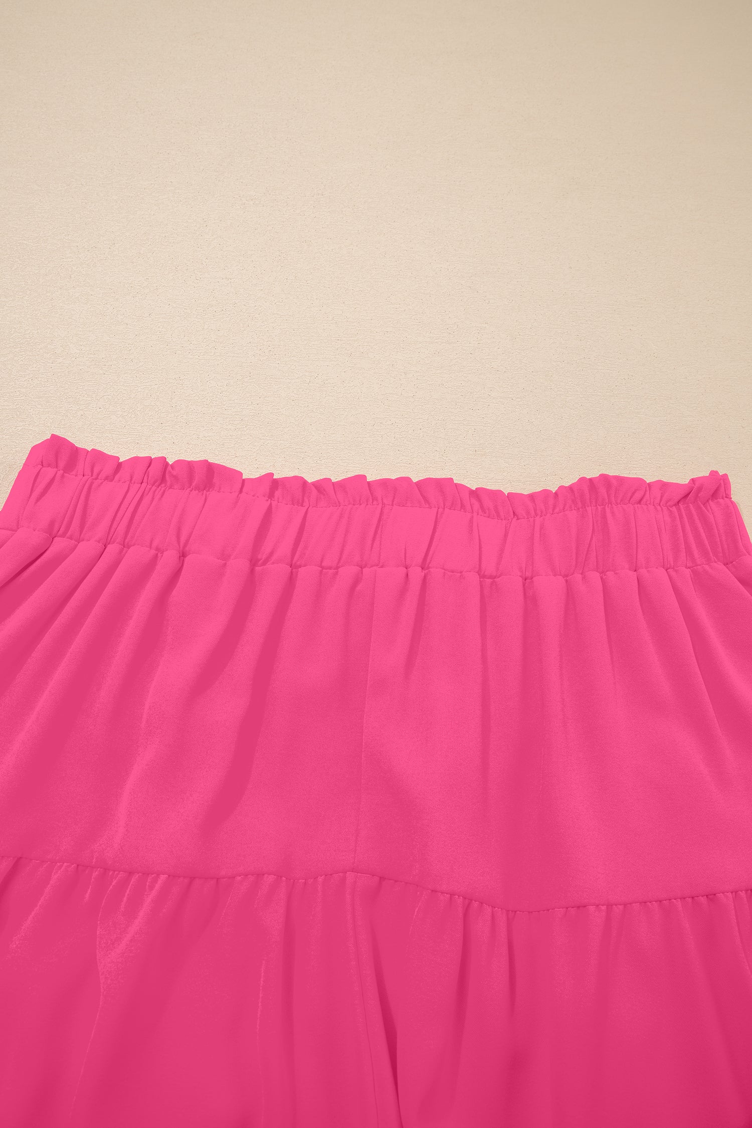 Plus Size Rose Red Frilled With Lace Trim Elastic Waist Ruffled Shorts