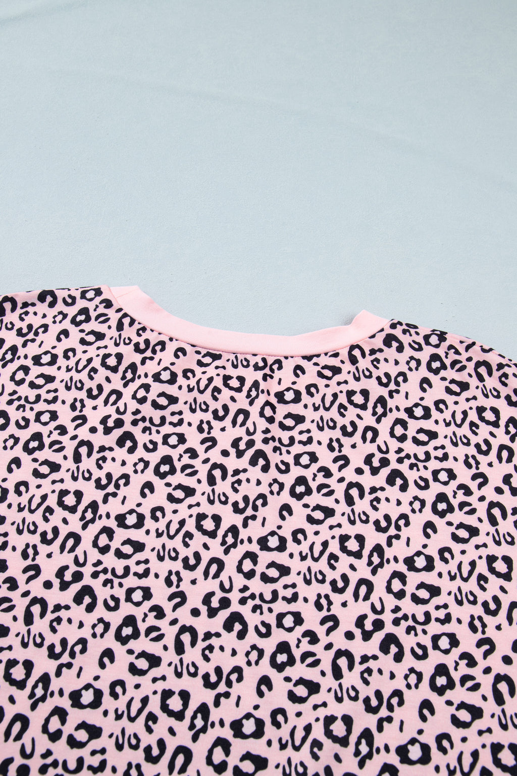Plus Size Pink Leopard Print & Striped Contrast Patchwork Tee