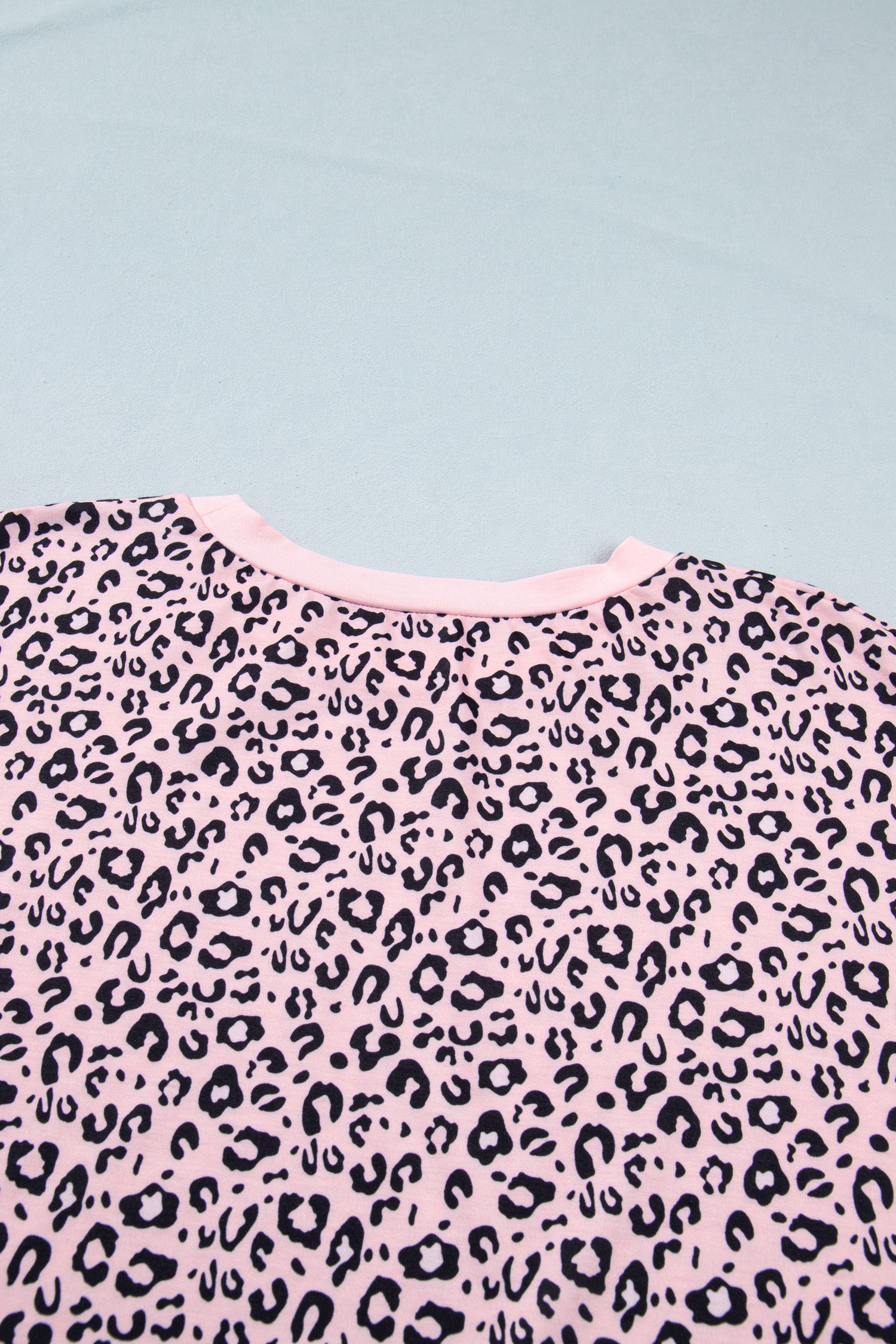 Plus Size Pink Leopard Print & Striped Contrast Patchwork Tee