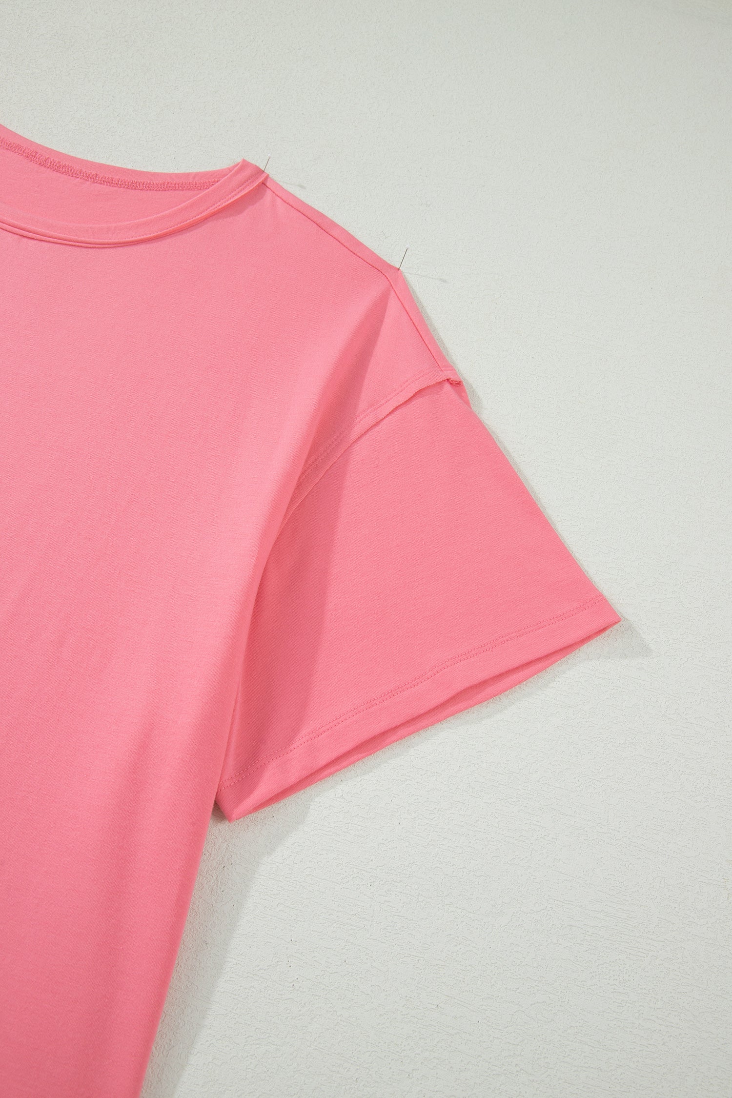 Plus Size Peach Blossom Tee With Raw Seam Detail & Ruffle Hem