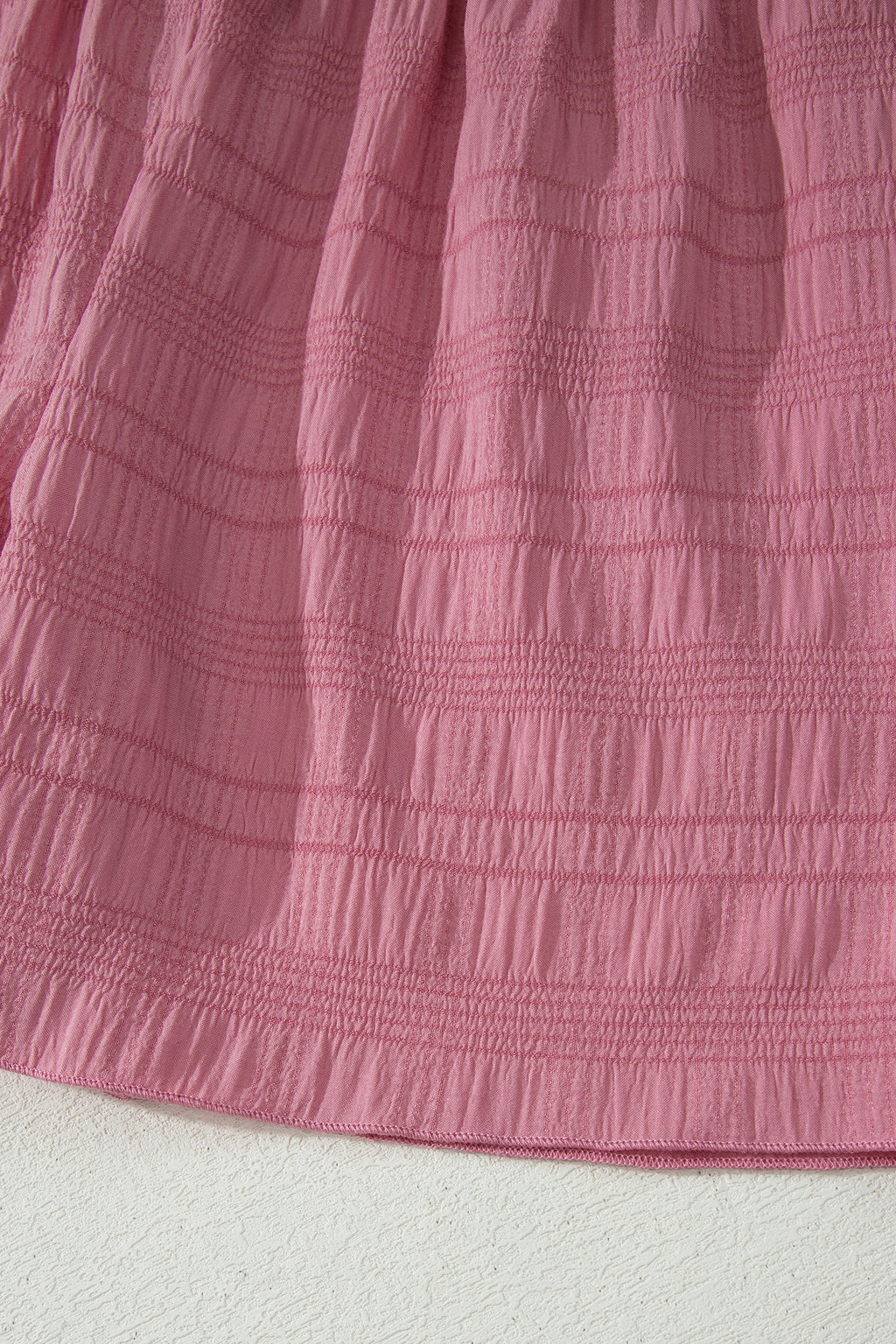 Peach Blossom Textured Square Neck Top & Shirred High Waist Shorts 2 pc Set