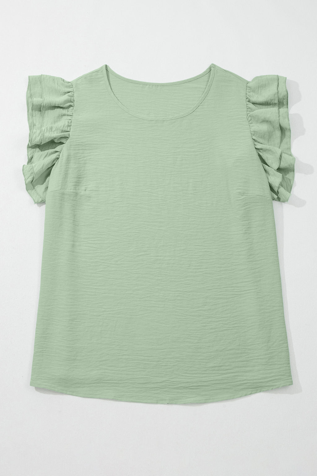 Plus Size Clearly Aqua Crew Neck Ruffle Sleeve Top