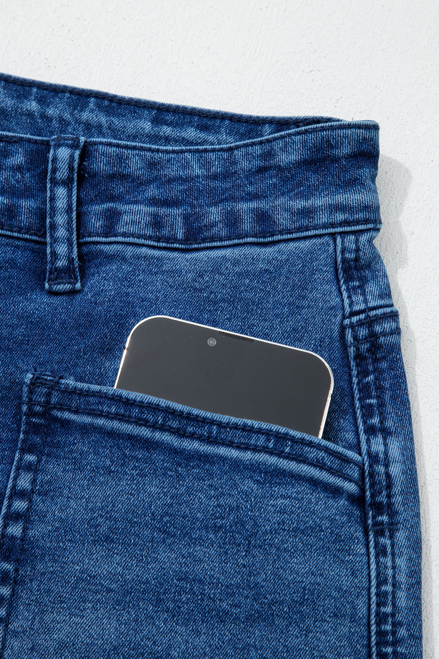 Sail Blue Frayed & Cropped Straight Jeans