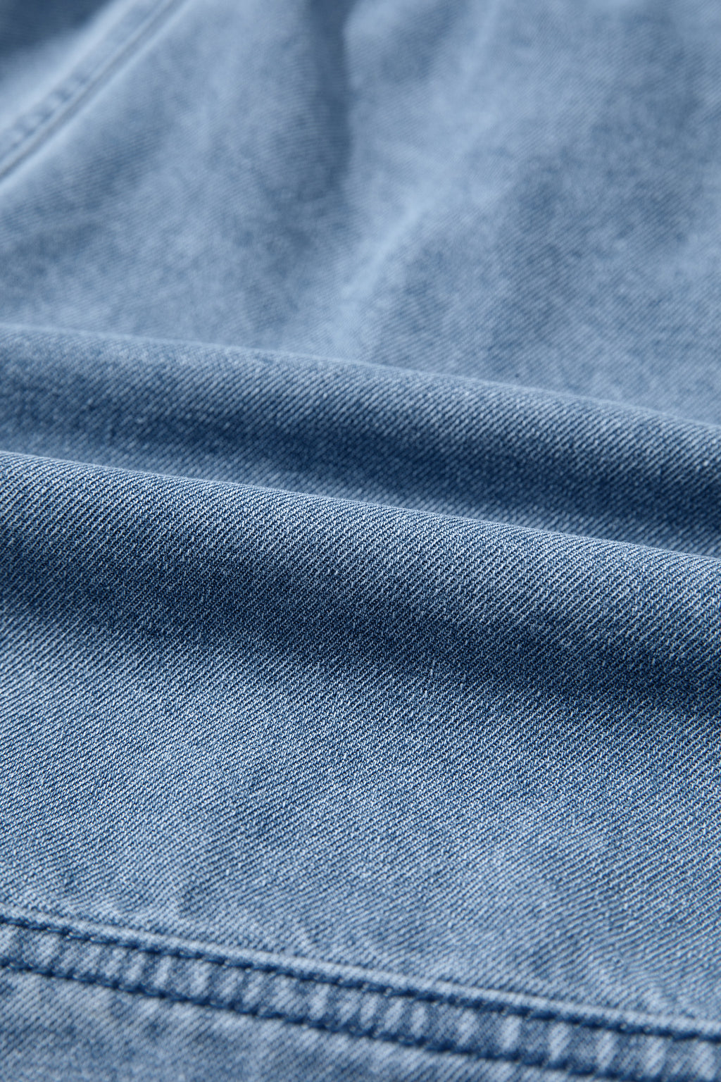 Dusk Blue Smocked Denim Shorts With Elastic Waist
