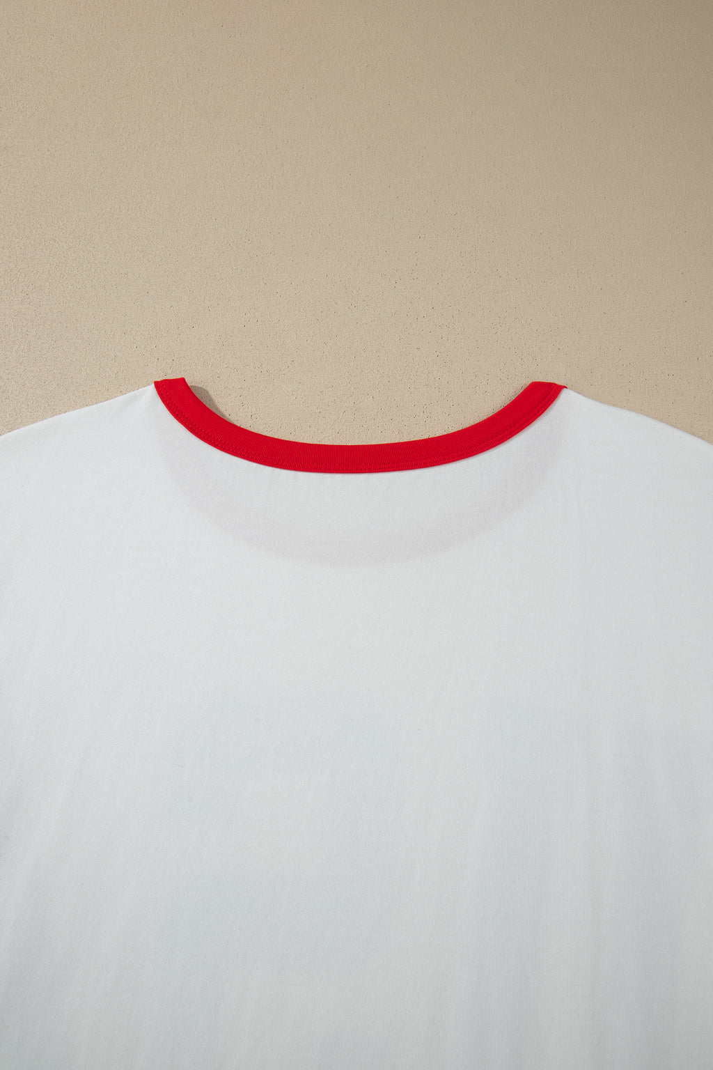 Plus Size White Retro USA Striped Trim Short Sleeve Tee