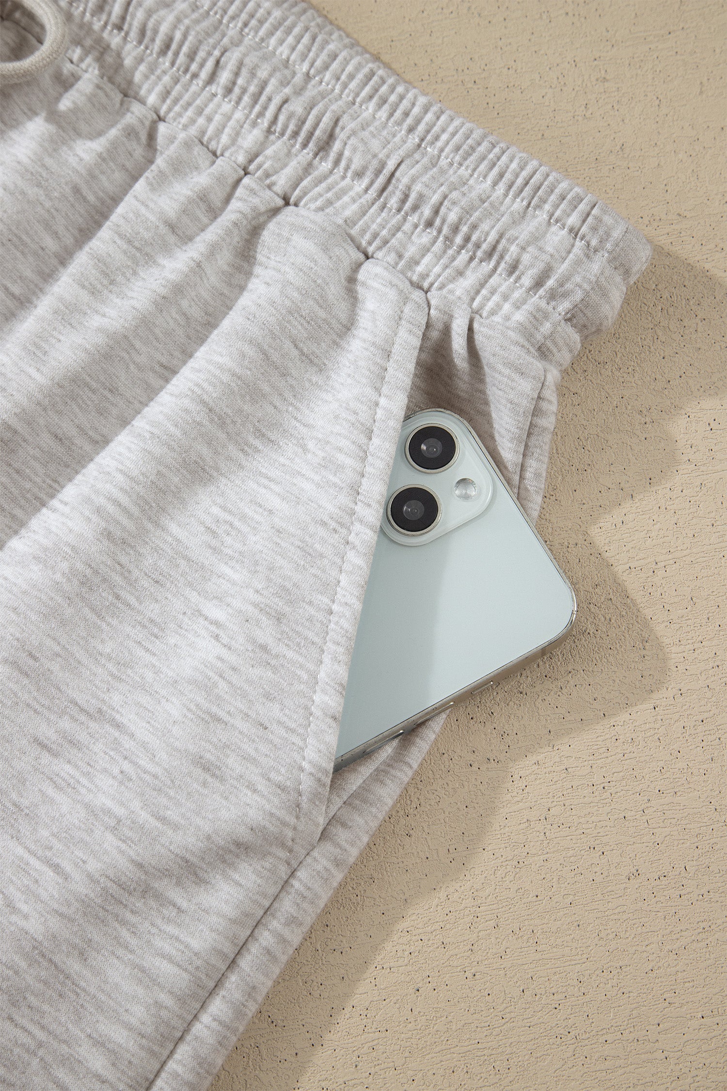 Plus Size Light Grey 2pc Set With V-Neck Short Sleeve Tee & Elastic Waist Shorts