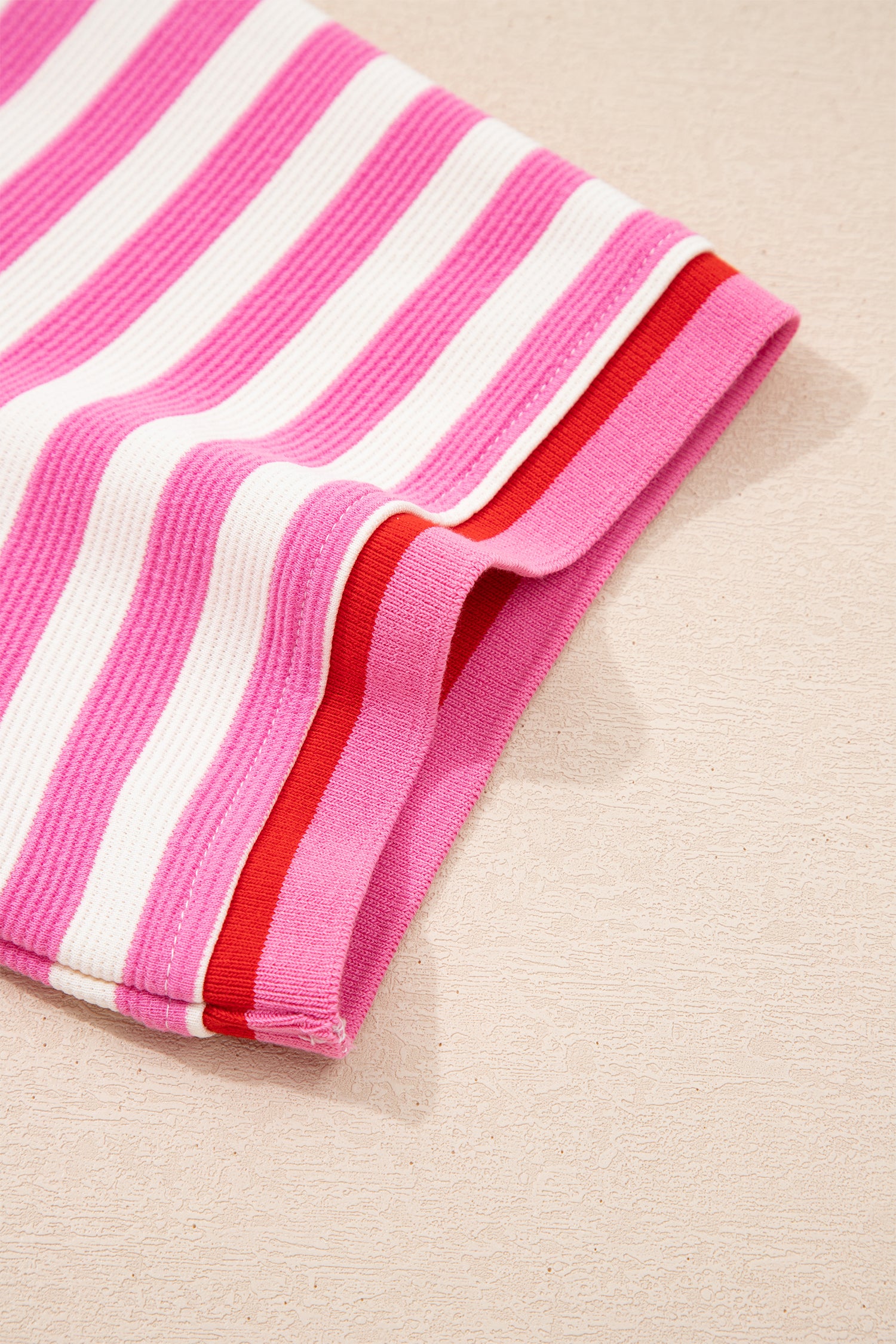 Pink Stripe Short Sleeve Top & Loose Shorts 2pcs Casual Outfit