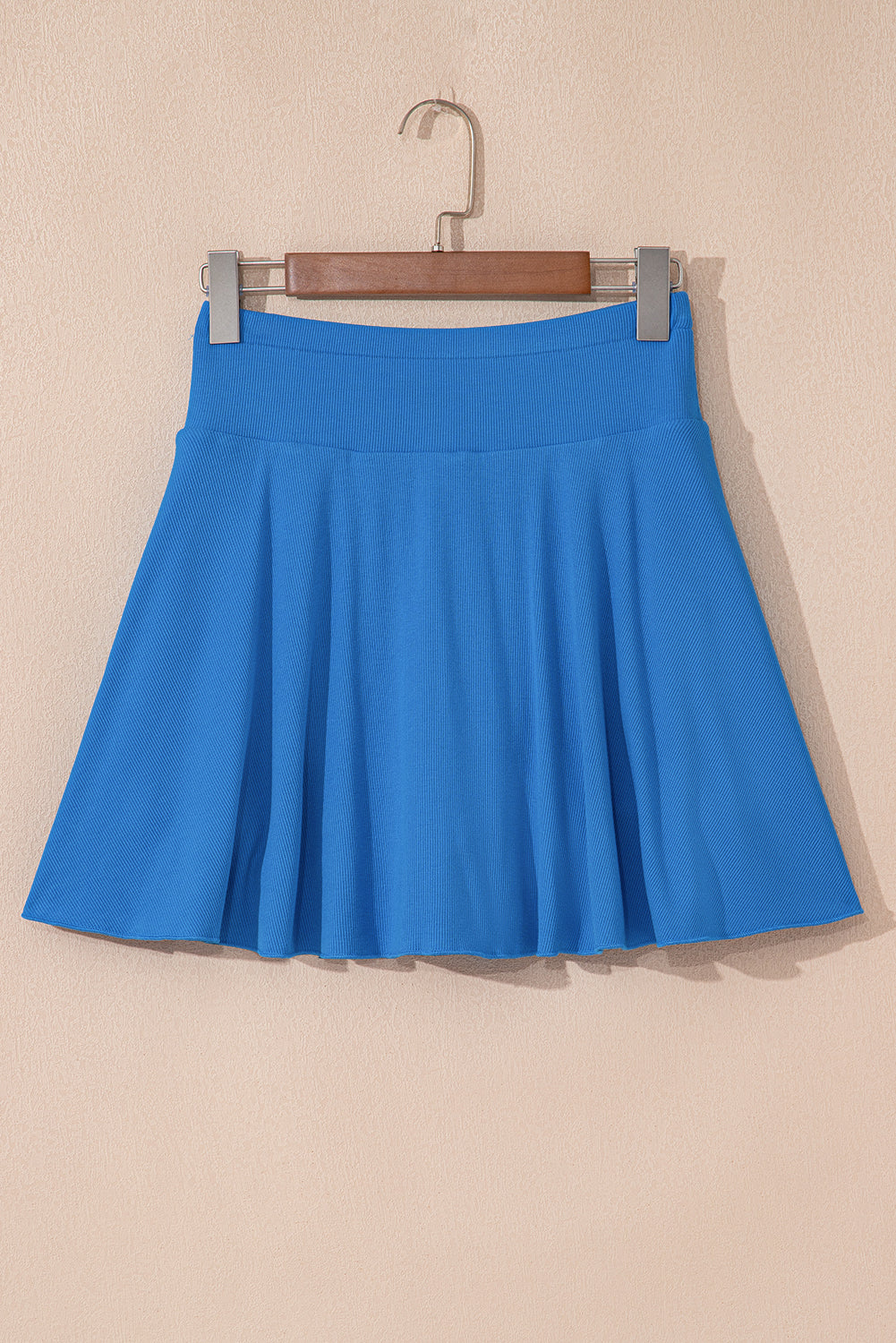 Blue A-line Draped High Waist Lined Skort With Phone Pocket