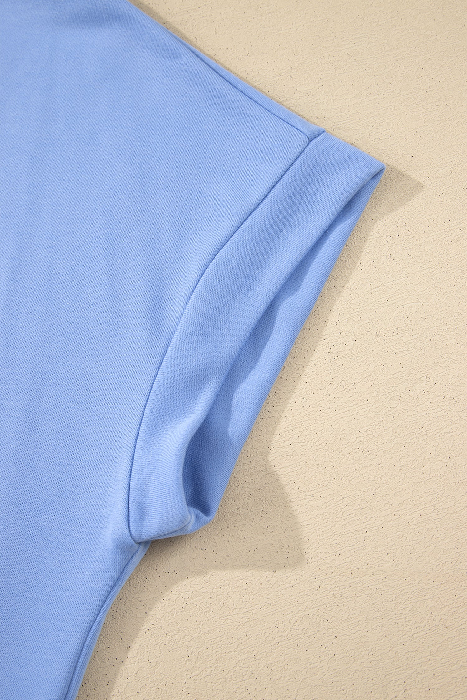 Plus Size Beau Blue Pullover Mini Dress With Scalloped Hem & Button Neck