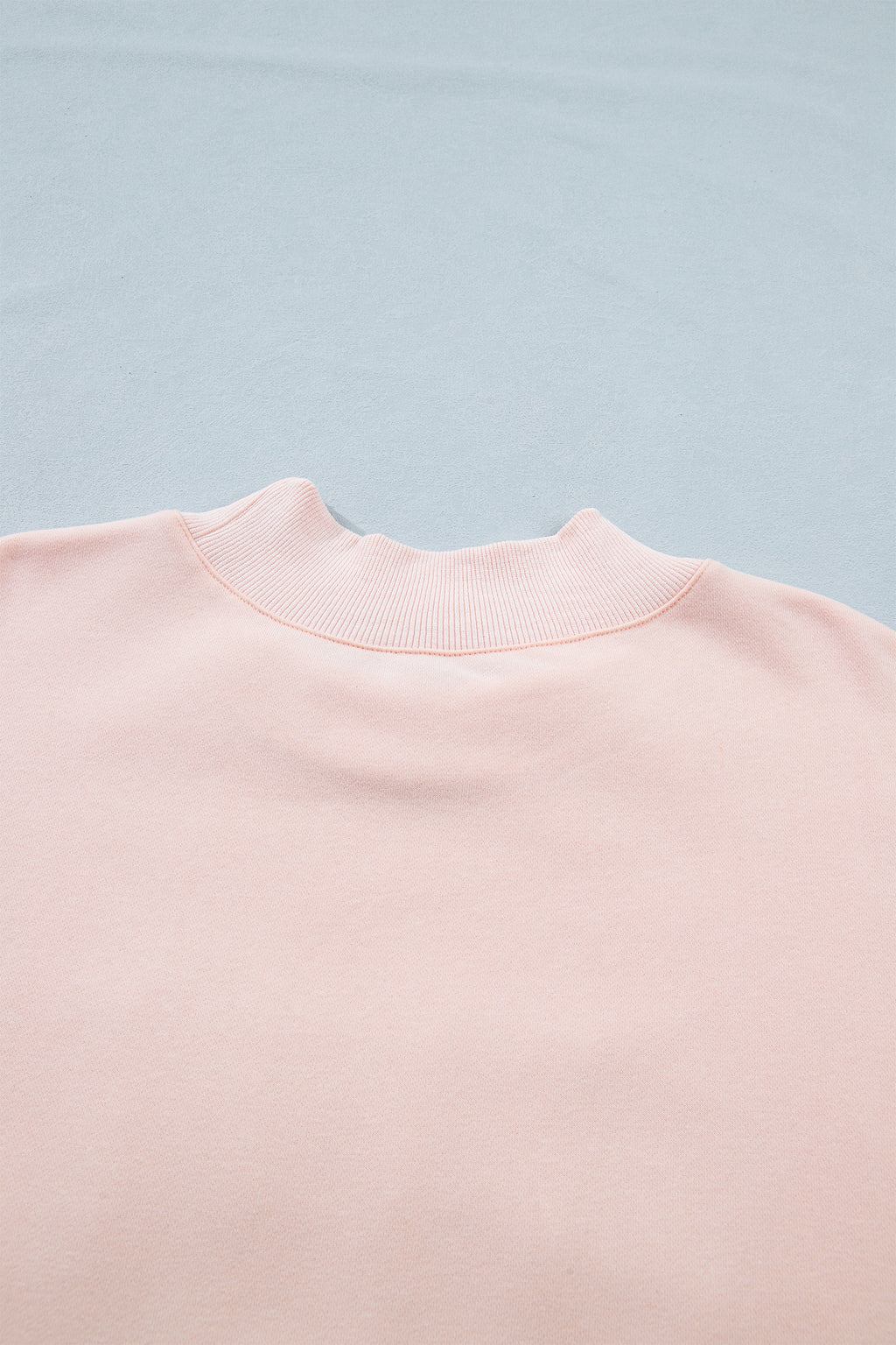 Plus Size Light Pink Mock Neck Sweatshirt With Embroidered BLESSED Graphic