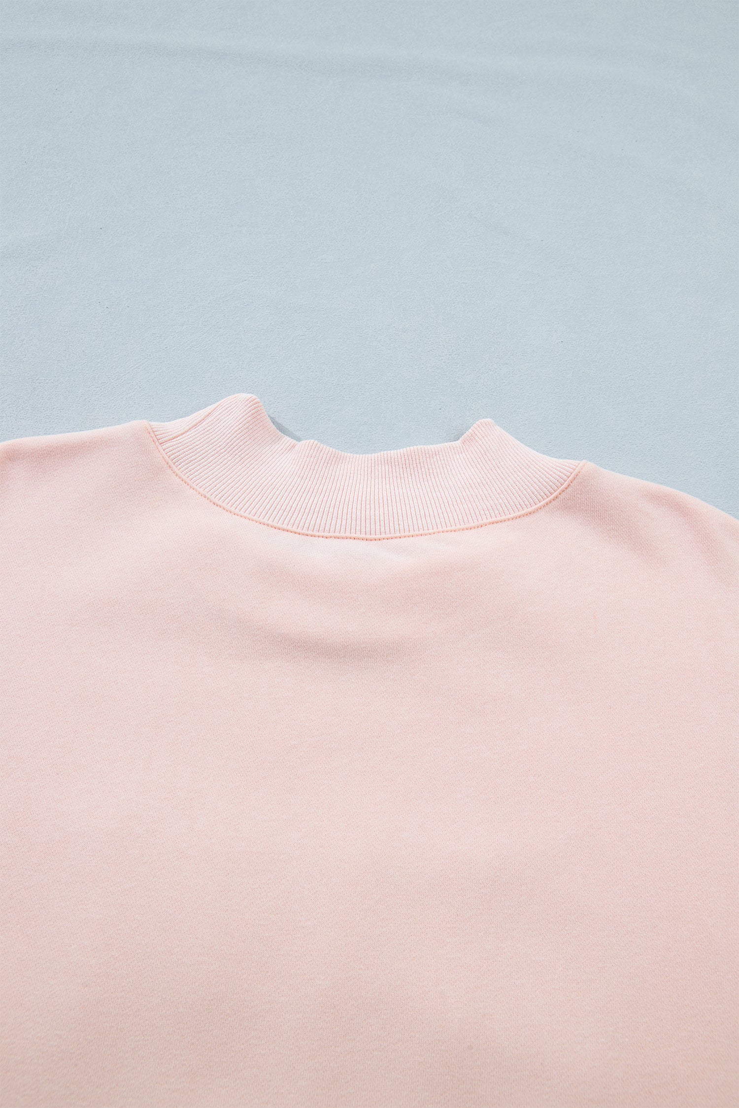 Plus Size Light Pink Mock Neck Sweatshirt With Embroidered BLESSED Graphic
