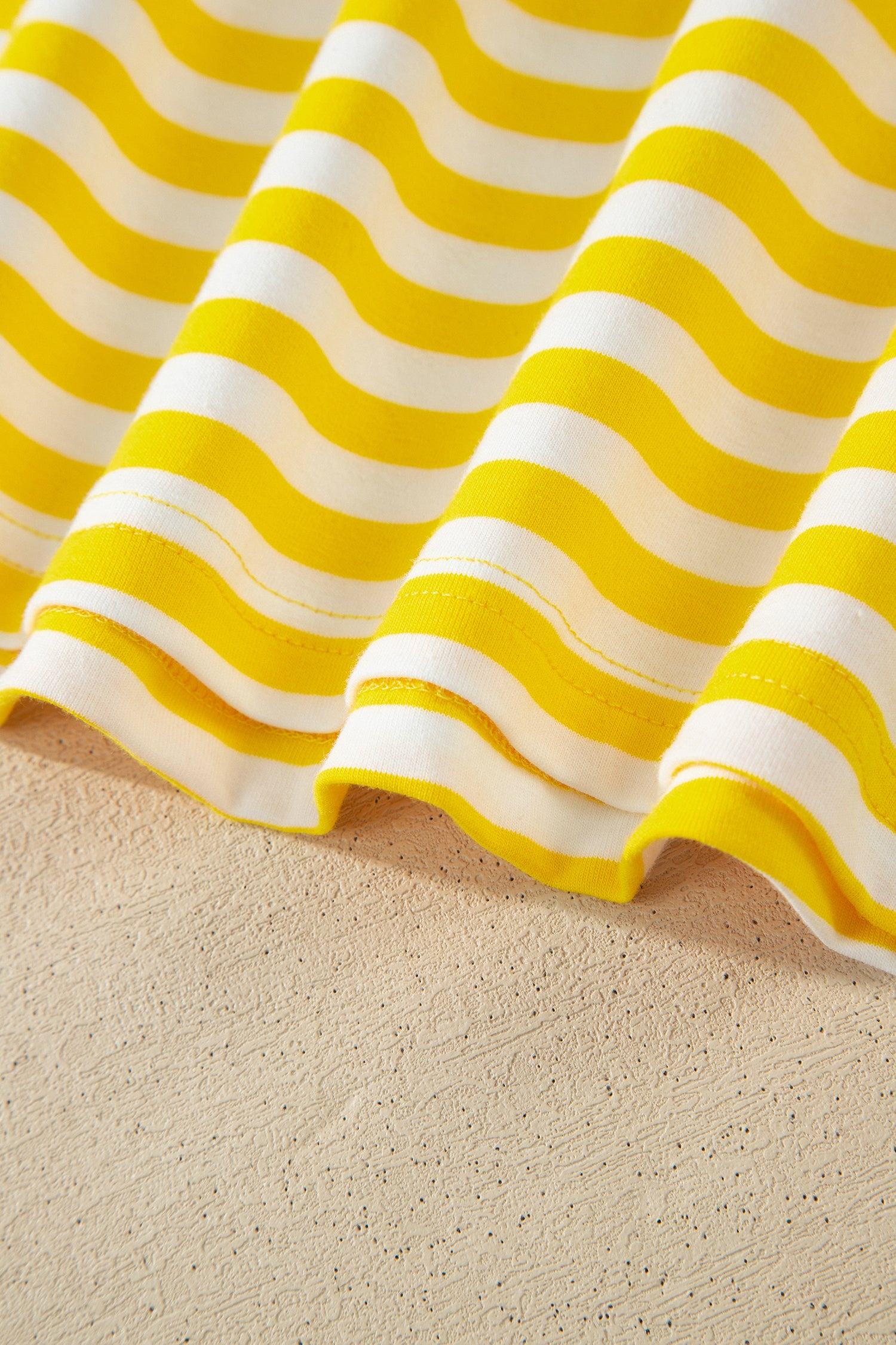 Yellow Stripe Loose Tee and Drawstring Shorts Set