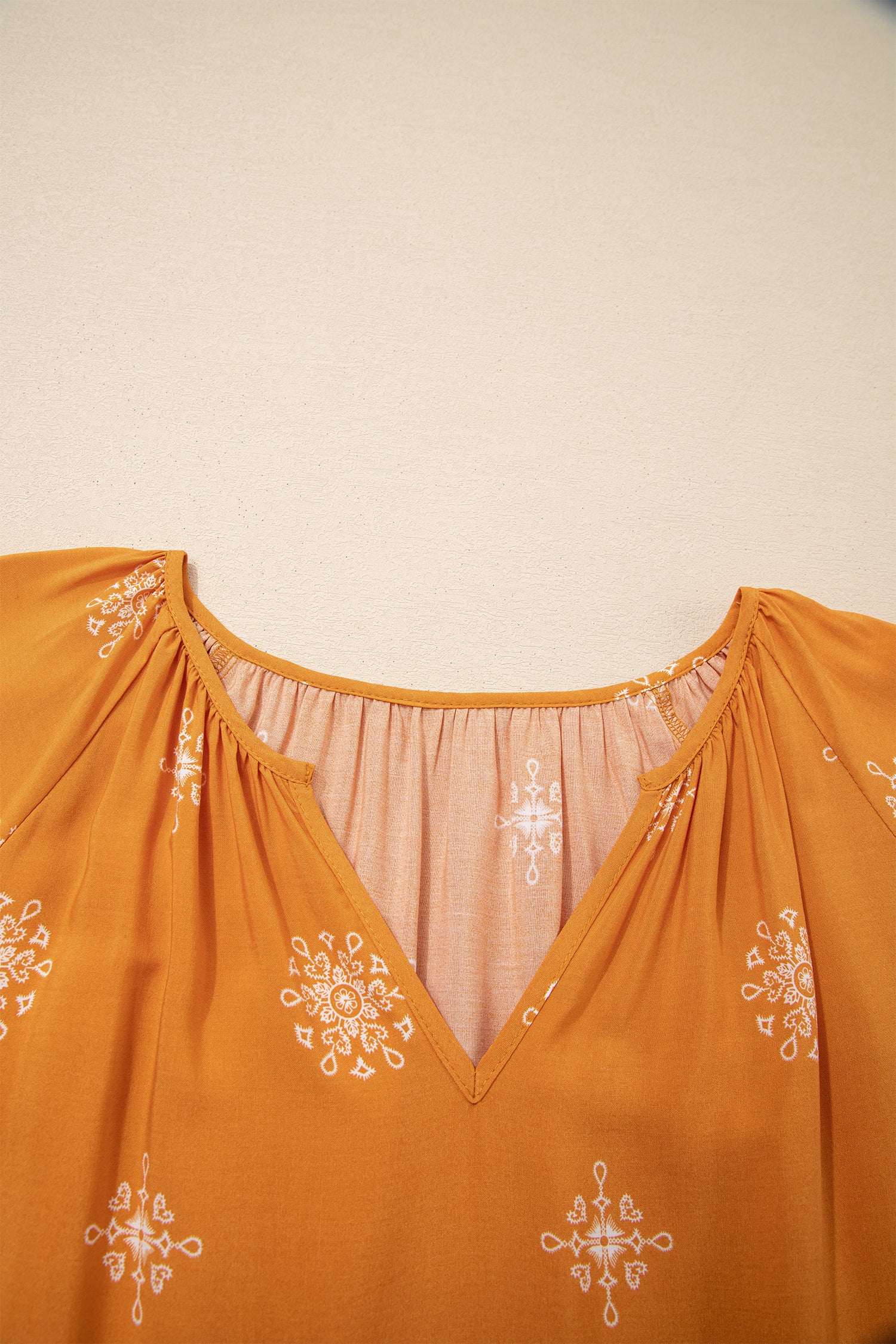 Plus Size Yellow Boho Chic V-Neck Floral Short Sleeve Top