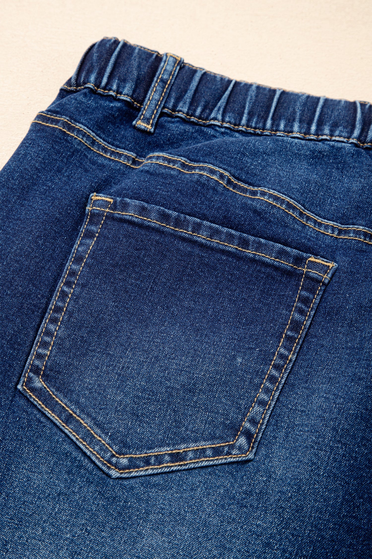 Plus Size Blue Acid Wash Jeans With Drawstring