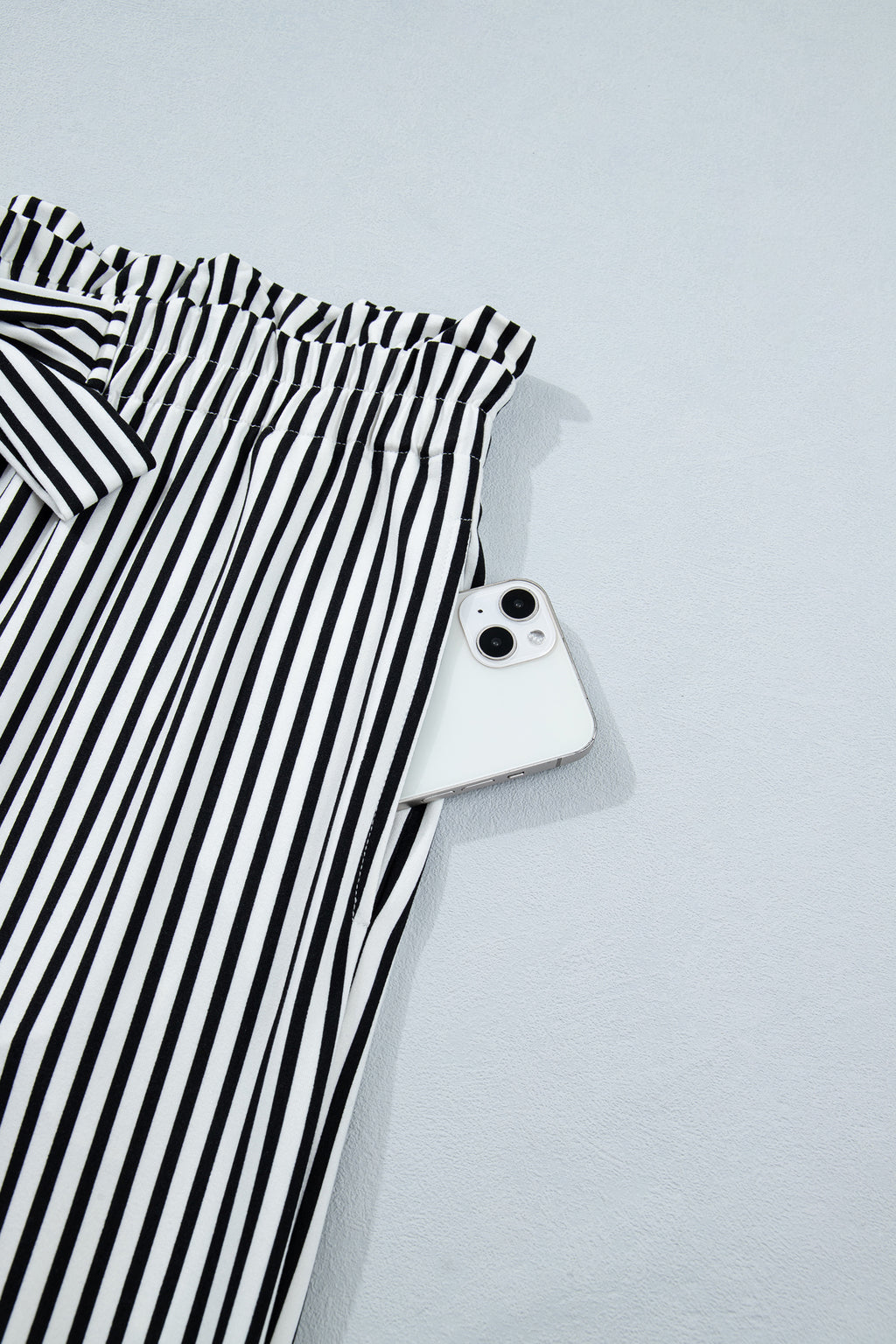 Plus Size Black Stripe Loose Fit Straight Casual Pants