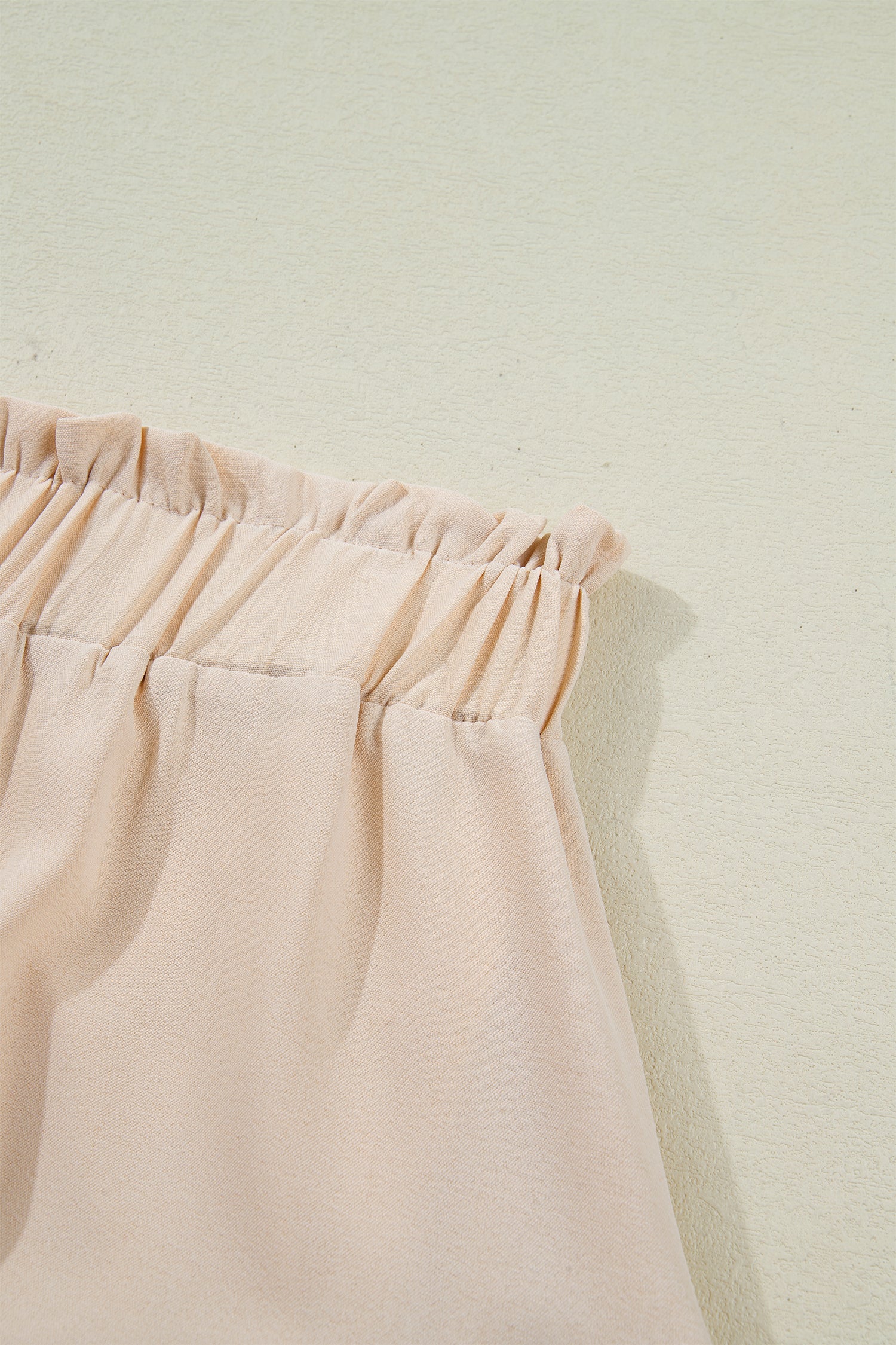 Plus Size Parchment Plus Frilled Elastic Waist Lace Trim Ruffled Shorts
