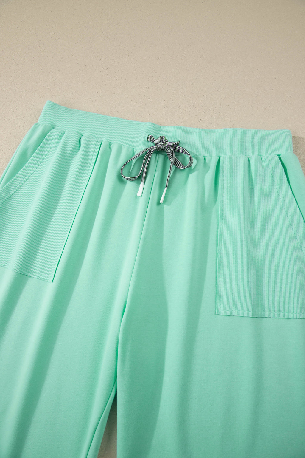 Plus Size Mint Green V-Neck Tee & Drawstring Pants Set