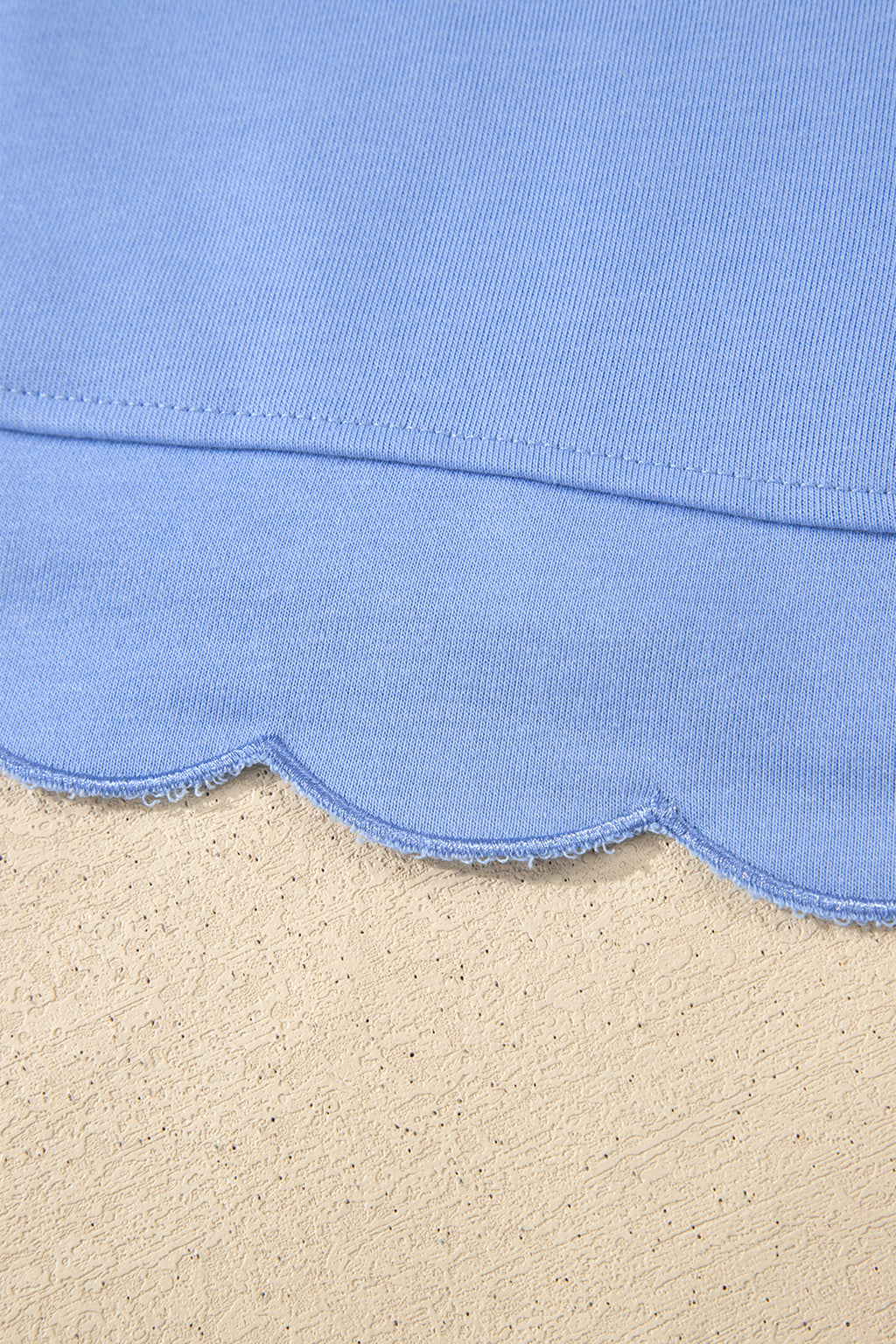 Plus Size Beau Blue Pullover Mini Dress With Scalloped Hem & Button Neck