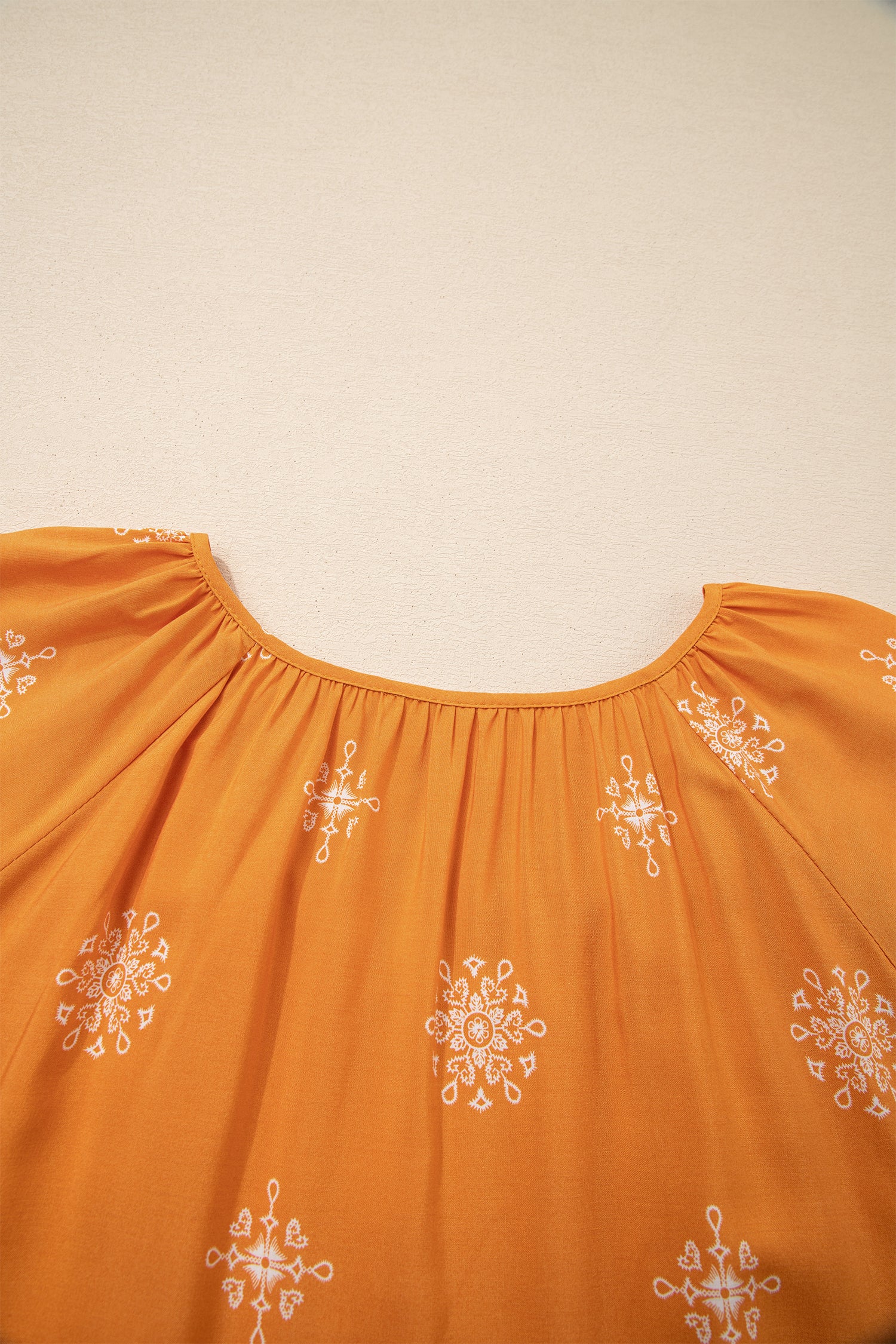 Plus Size Yellow Boho Chic V-Neck Floral Short Sleeve Top