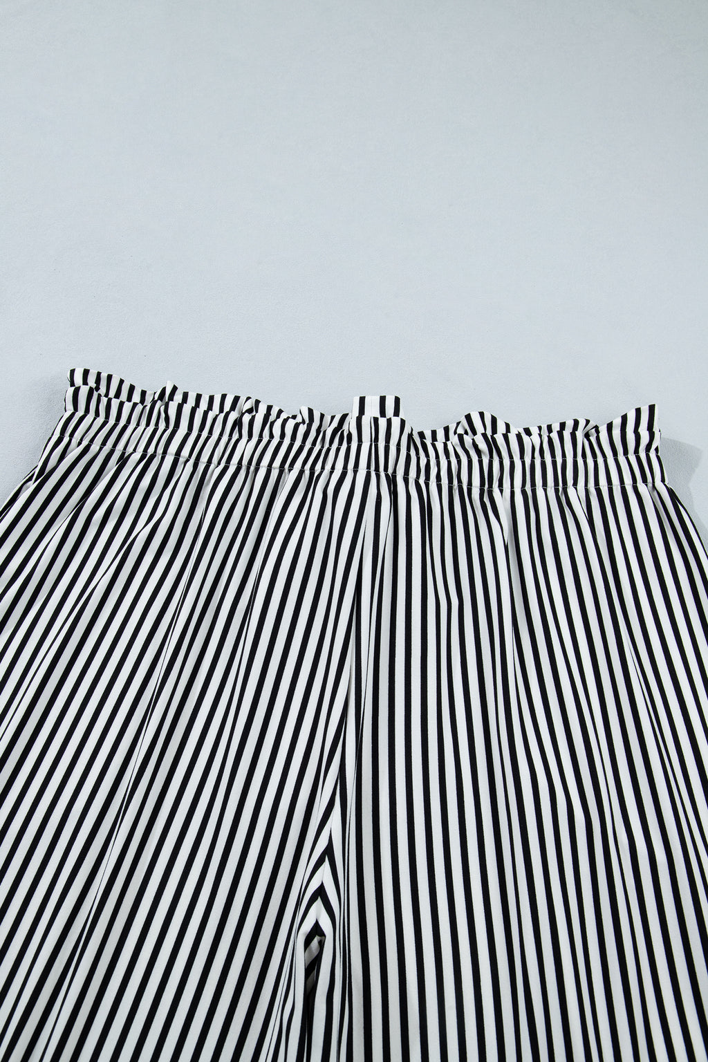 Plus Size Black Stripe Loose Fit Straight Casual Pants