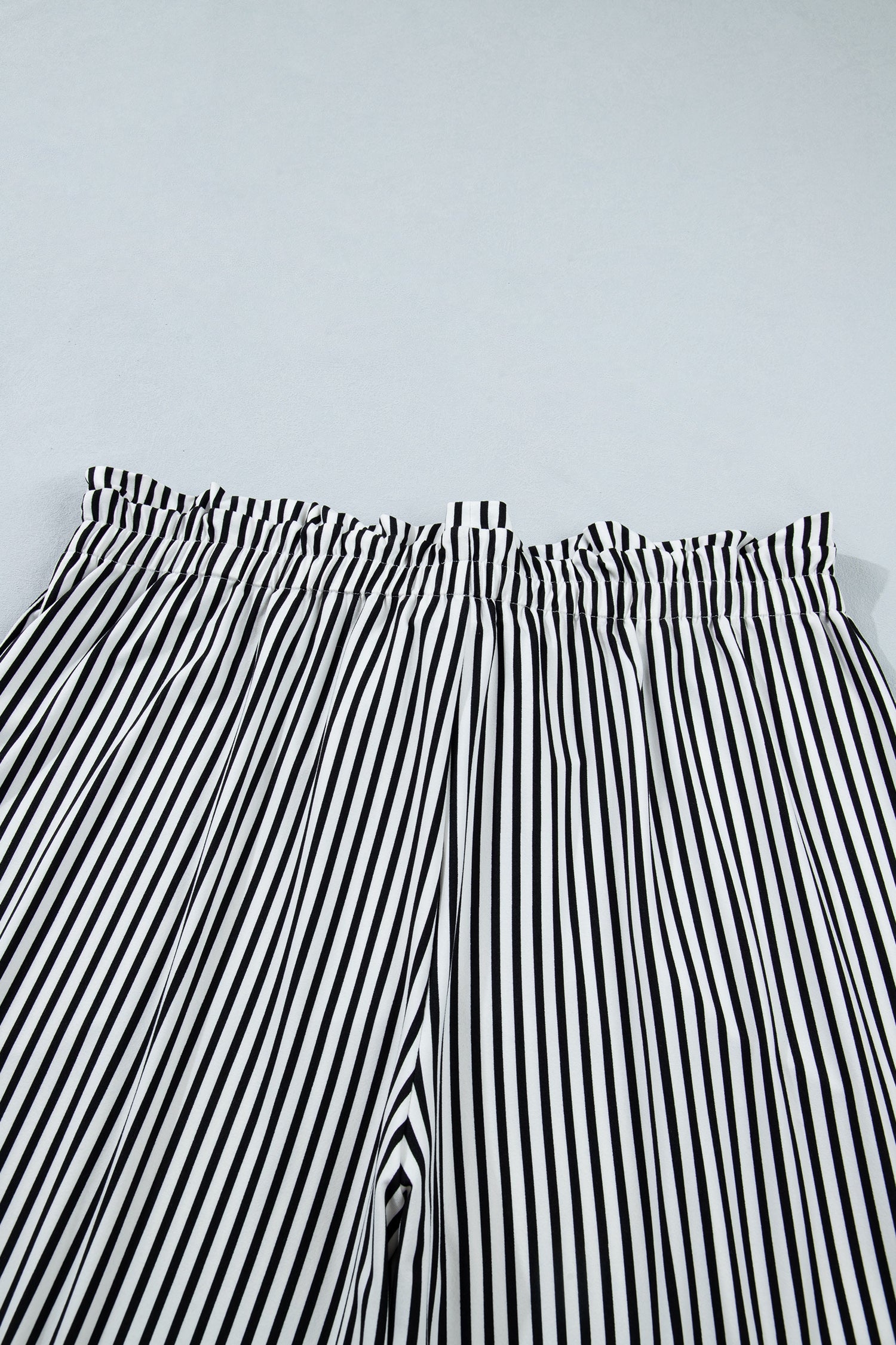 Plus Size Black Stripe Loose Fit Straight Casual Pants