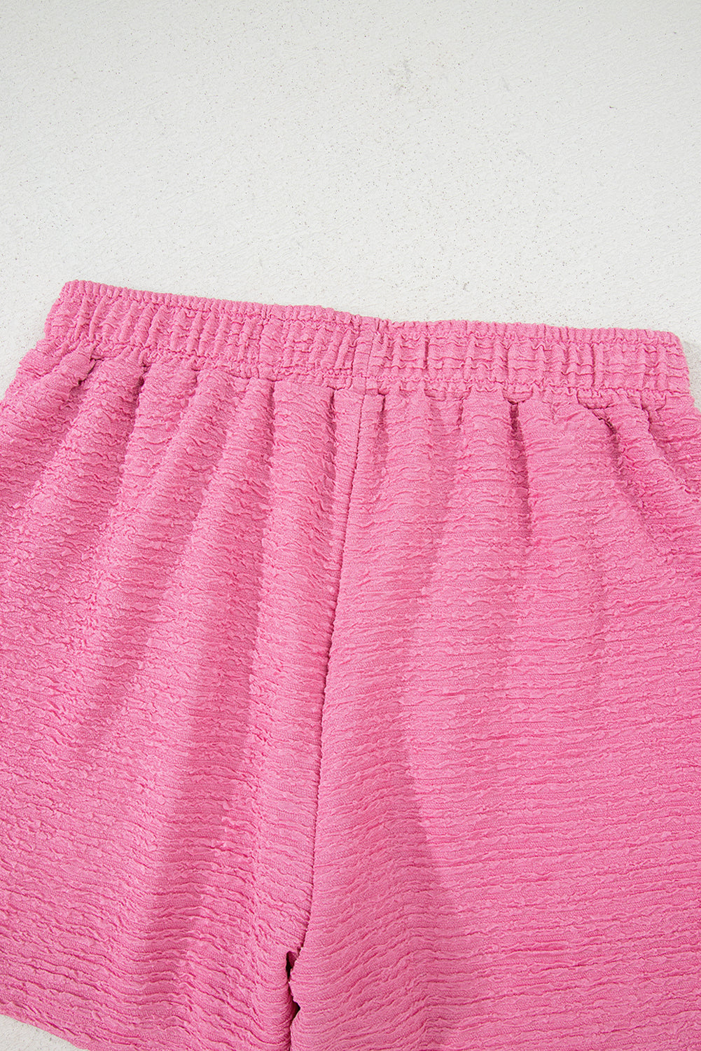 Pink Textured V-Neck Tee and Shorts Set