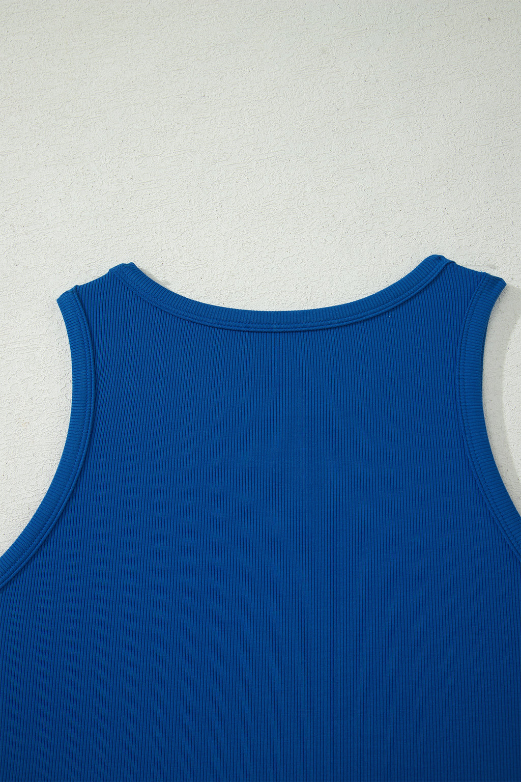 Dark Blue Ribbed Slim Tank & Pocketed Wide Leg Shorts 2pc Set