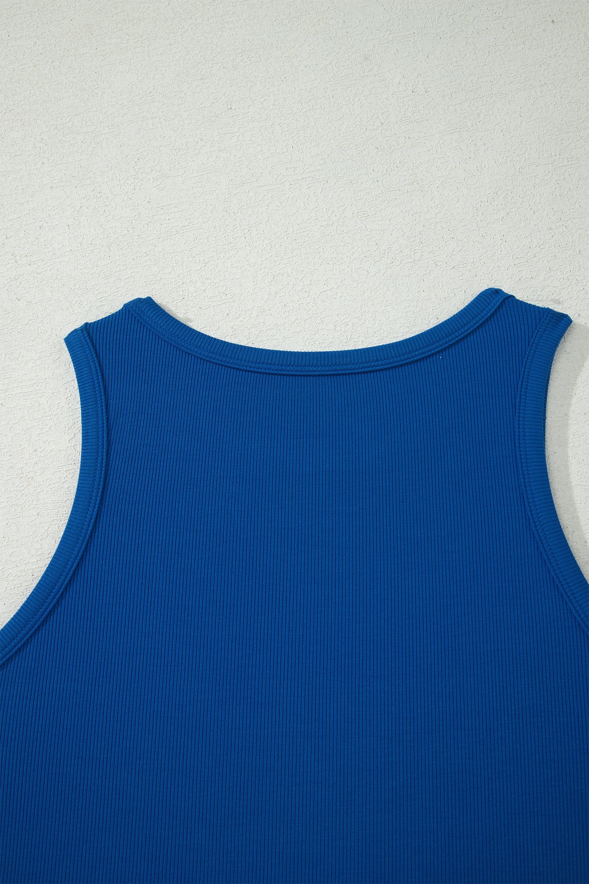 Dark Blue Ribbed Slim Tank & Pocketed Wide Leg Shorts 2pc Set