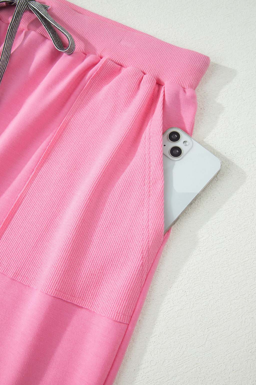 Plus Size Pink V-Neck Tee & Drawstring Pants Set