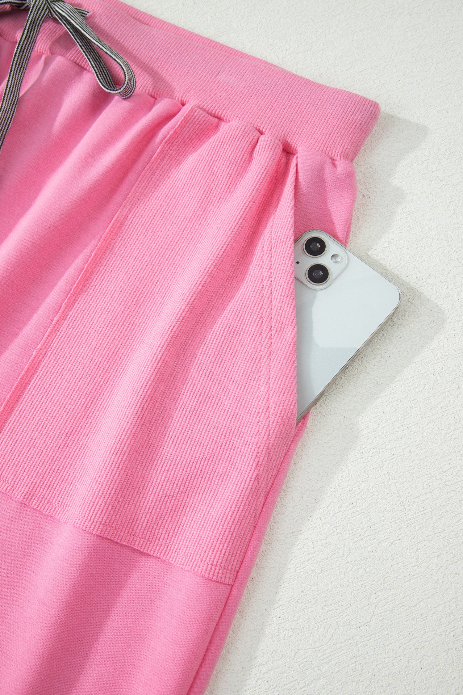 Plus Size Pink V-Neck Tee & Drawstring Pants Set