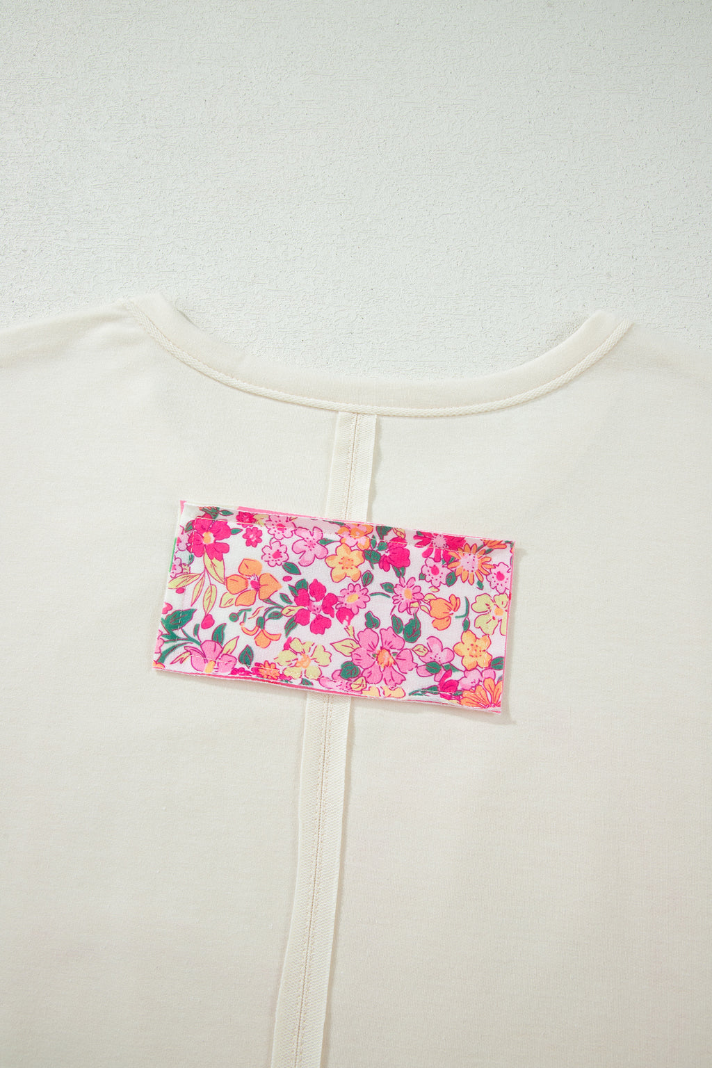 Plus Size Big Flower Patched Tunic Tee