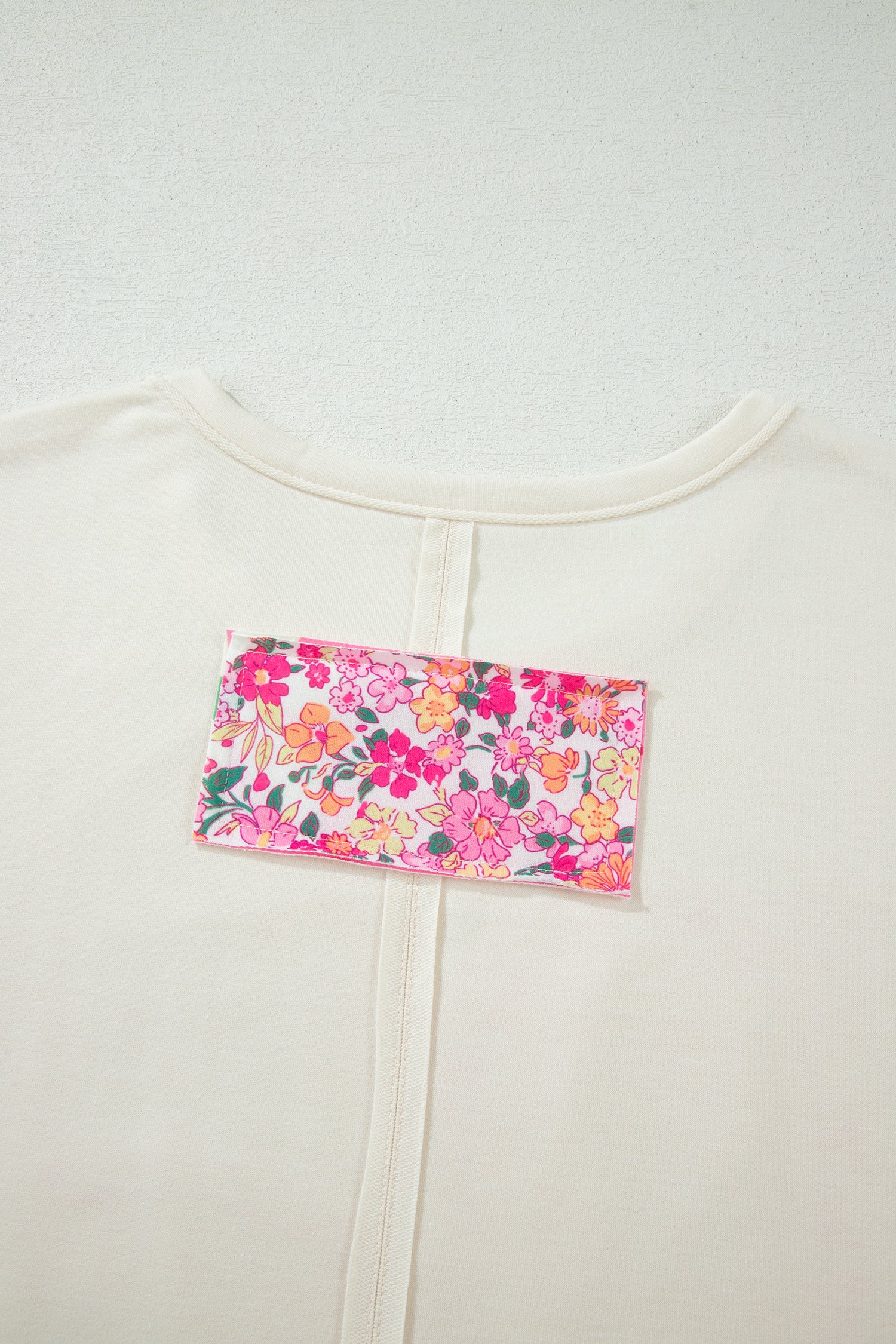 Plus Size Big Flower Patched Tunic Tee