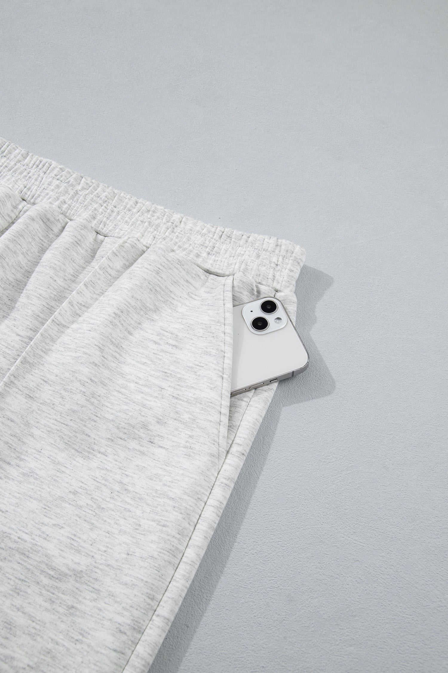 Plus Size Light Grey 2pc Outfit With Half Zip Polo Tee & Loose Pants