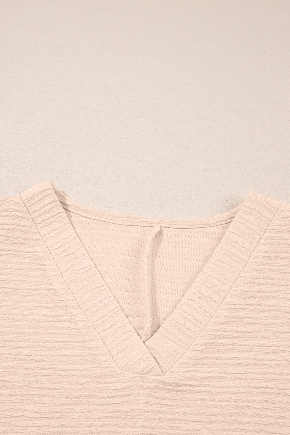 Apricot Textured V- Neck Tee and Shorts Set