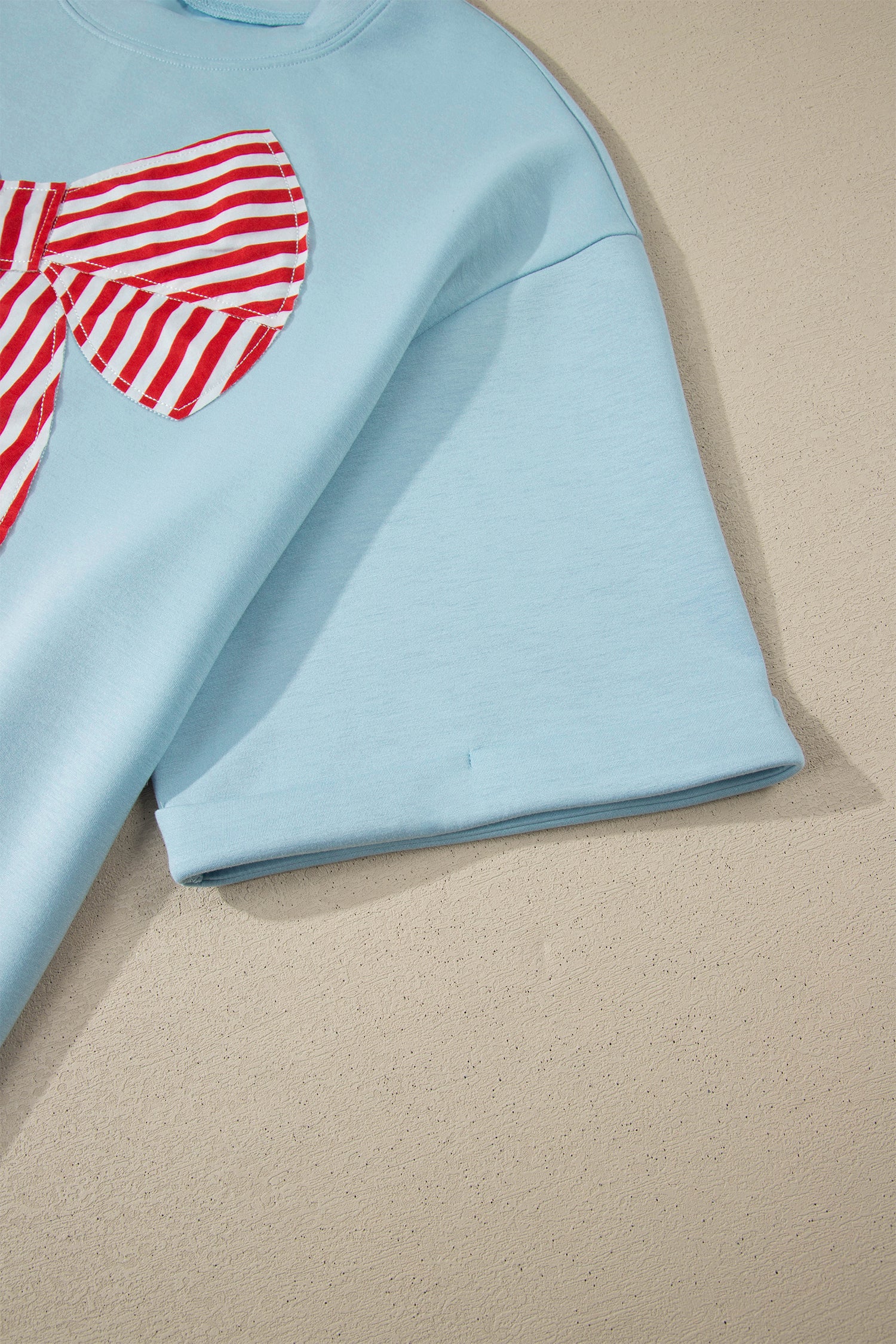 Plus Size Blue Patriotic Patchwork Bow Graphic Tee