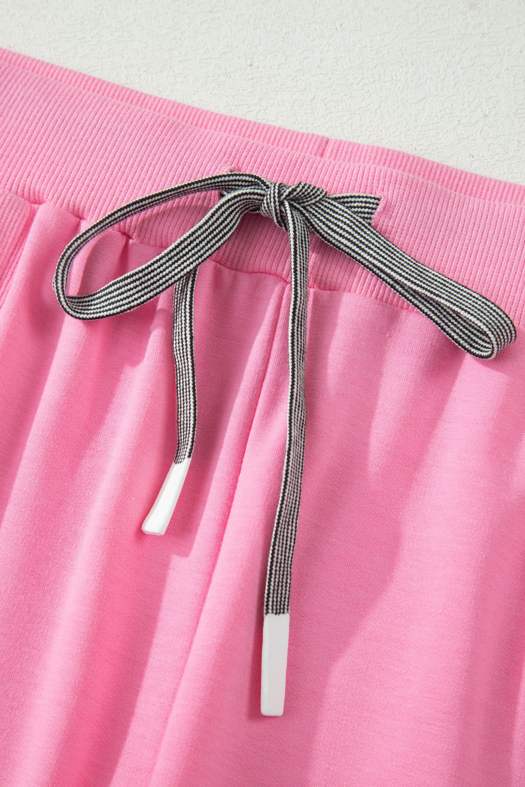 Plus Size Pink V-Neck Tee & Drawstring Pants Set