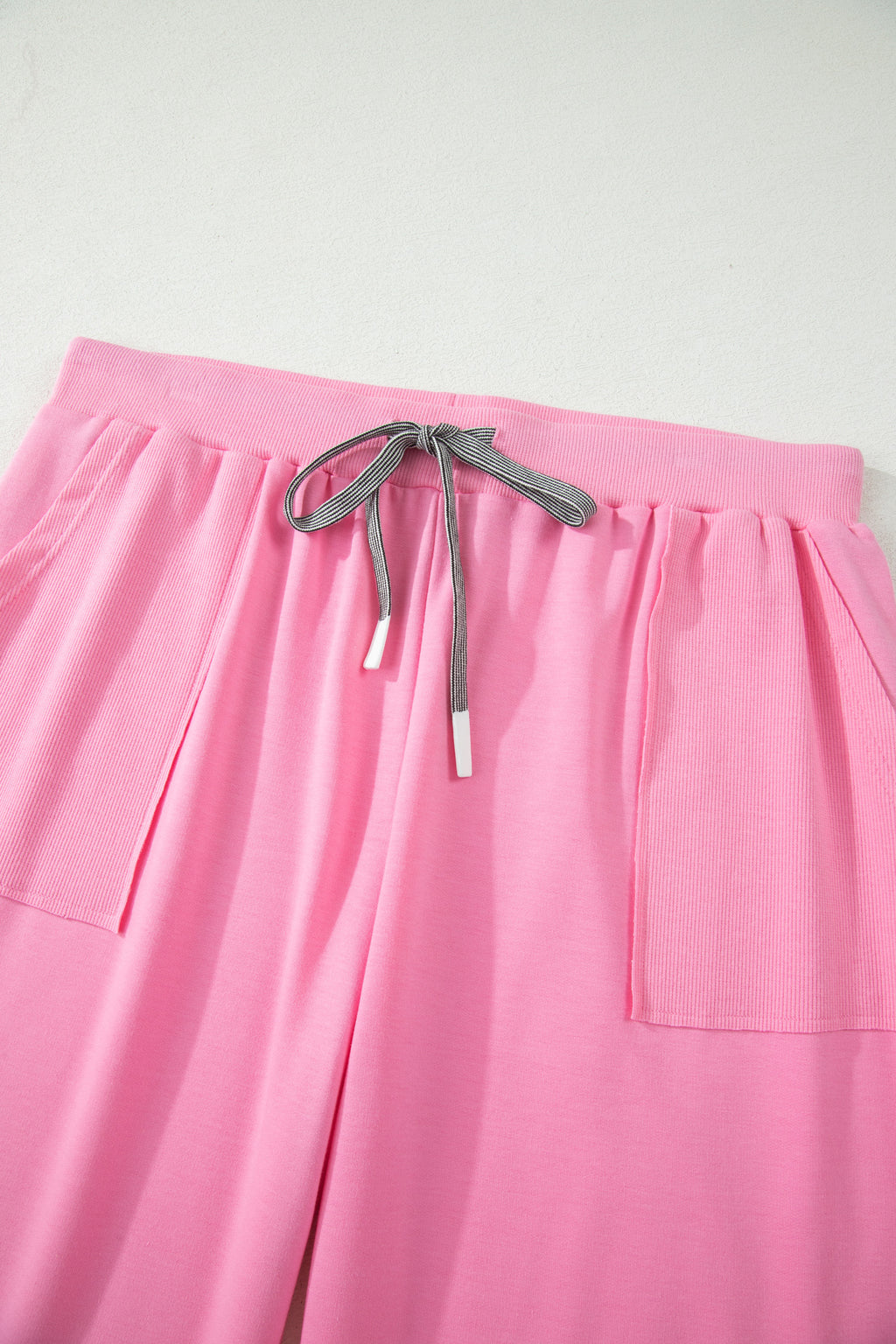 Plus Size Pink V-Neck Tee & Drawstring Pants Set