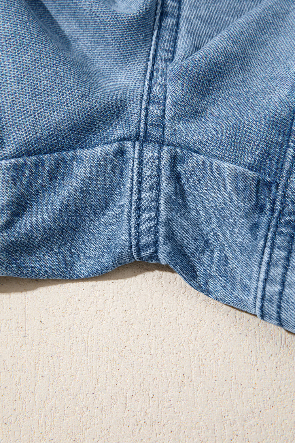 Dusk Blue Smocked Denim Shorts With Elastic Waist